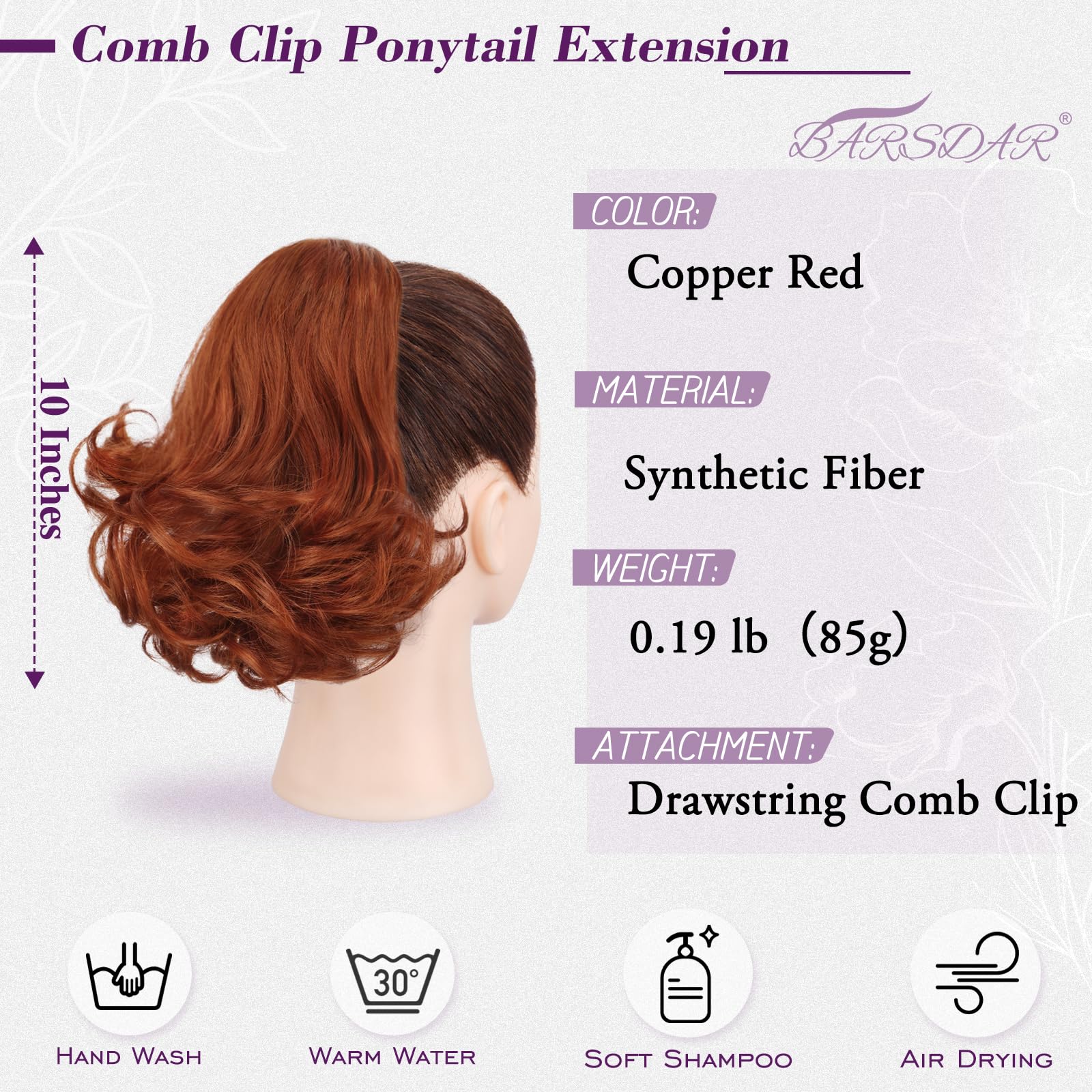 BARSDAR Copper Red Ponytail Extension - Image 2