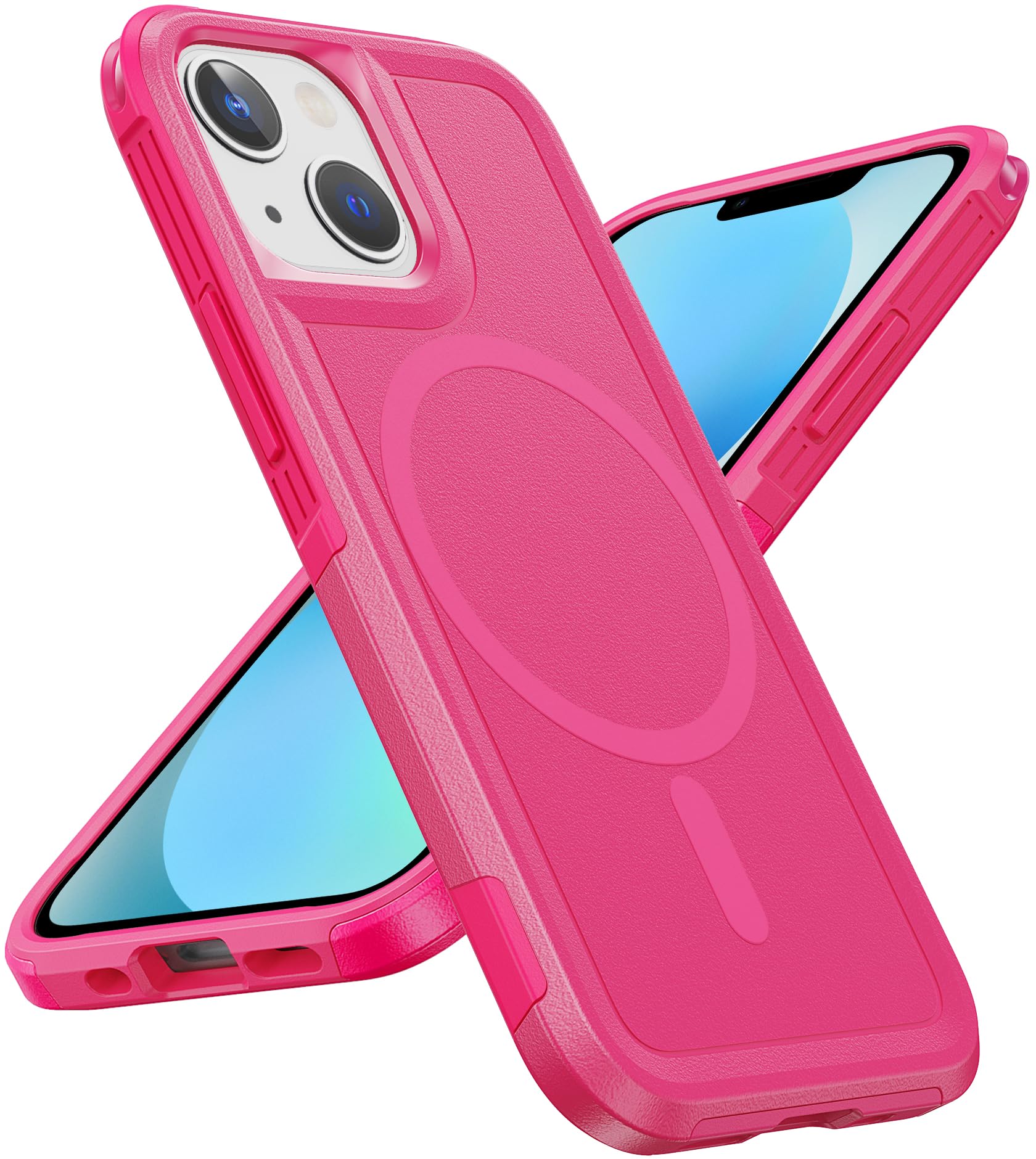 FNTCASE for iPhone 13-Mini Magnet Case: iPhone 12 Mini Magnetic Dual Layer Military Grade Drop Shockproof Protection Cell Phone Cover - Rugged Durable Heavy Duty Protective Bumper Tough (Hot Pink)