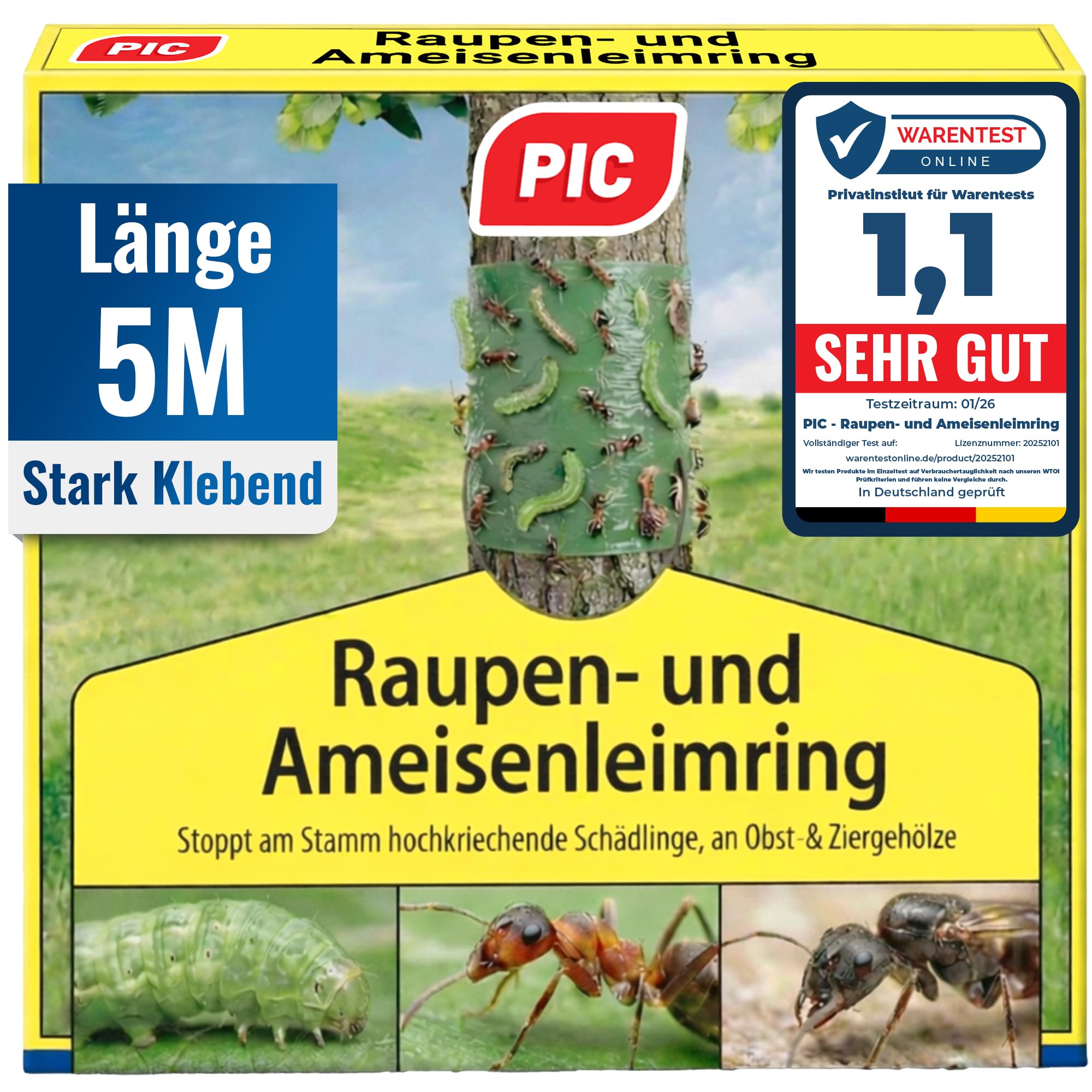 PIC Leimringe für Obstbäume selbstklebend - 5 Meter Leimring, stammschutz für obstbäume - Baumschutz, Baumleimring gegen Ameisen Raupenleim für Obstbäume als Ring, Baumstamm Schutz