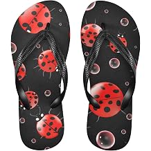 Ladybugs Flip Flops for Men & Women, Lightweight Summer Sandals, Quick-Dry, Non-Slip, Indoor & Outdoor