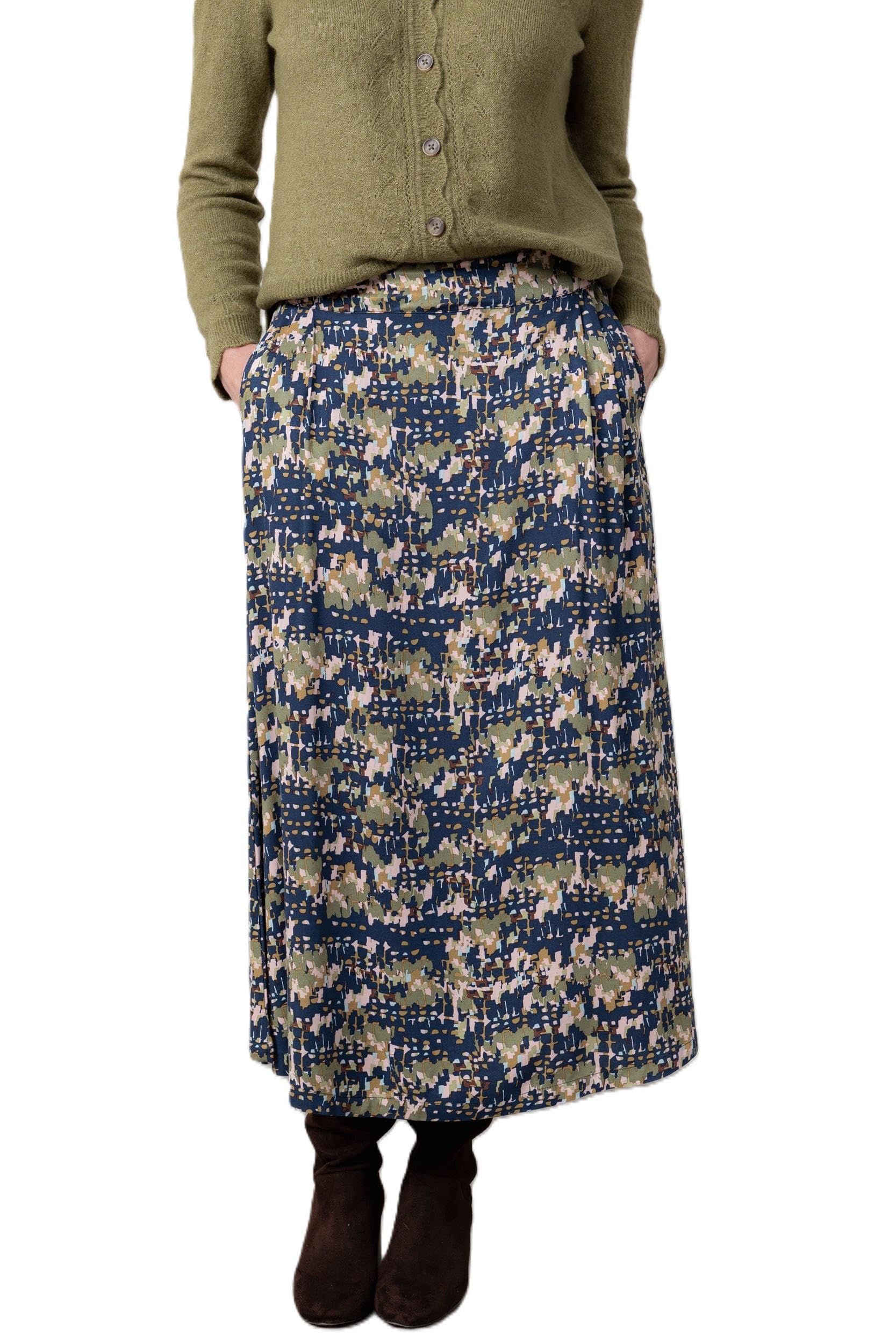Lily & Me Navy Alice Geometric Print Maxi Skirt - Size 10