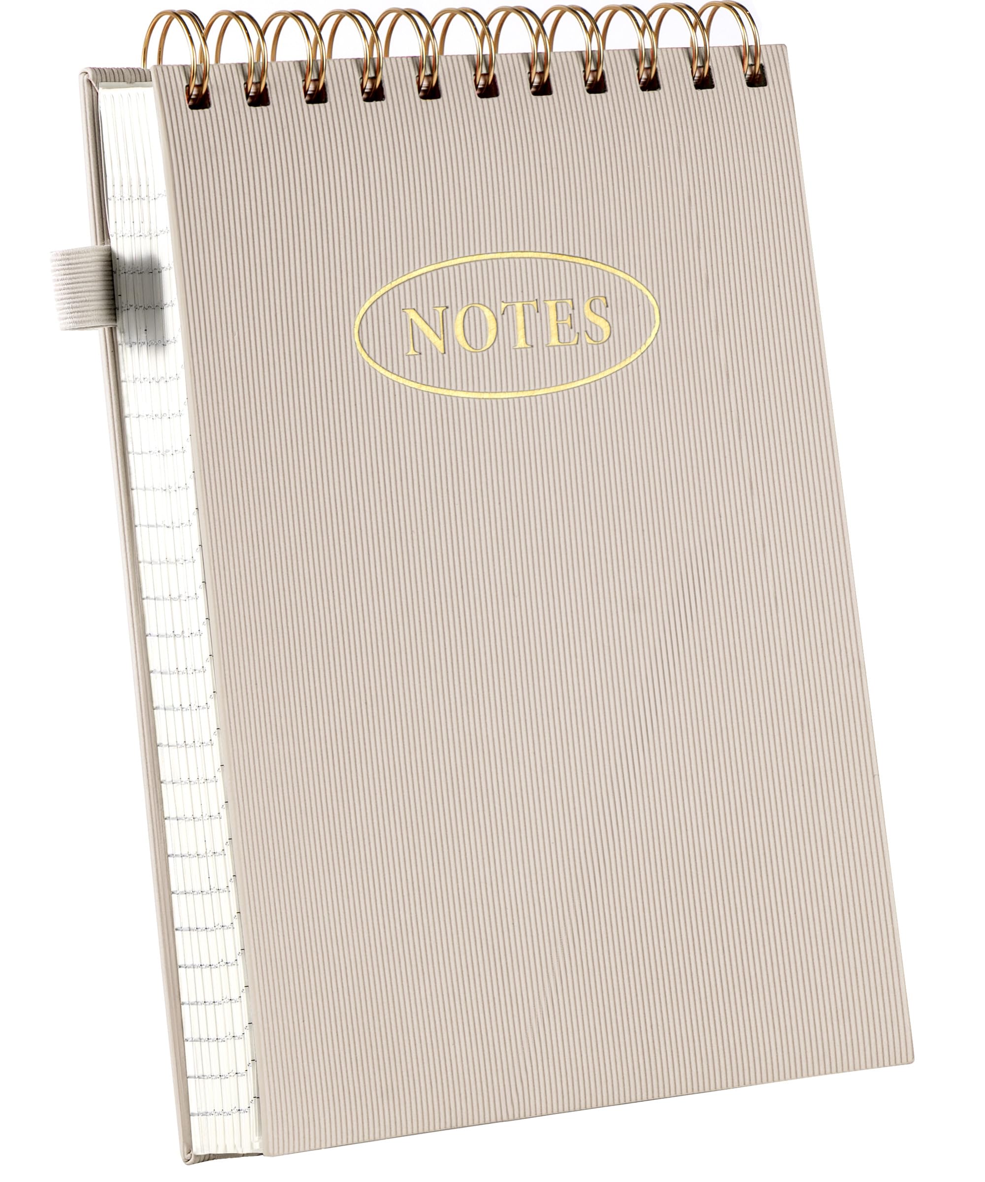 Yoment Top Carnet à spirale 240 pages en cuir avec reliure supérieure 100 g/m² pour gaucher pour travail, école, bureau - Beige