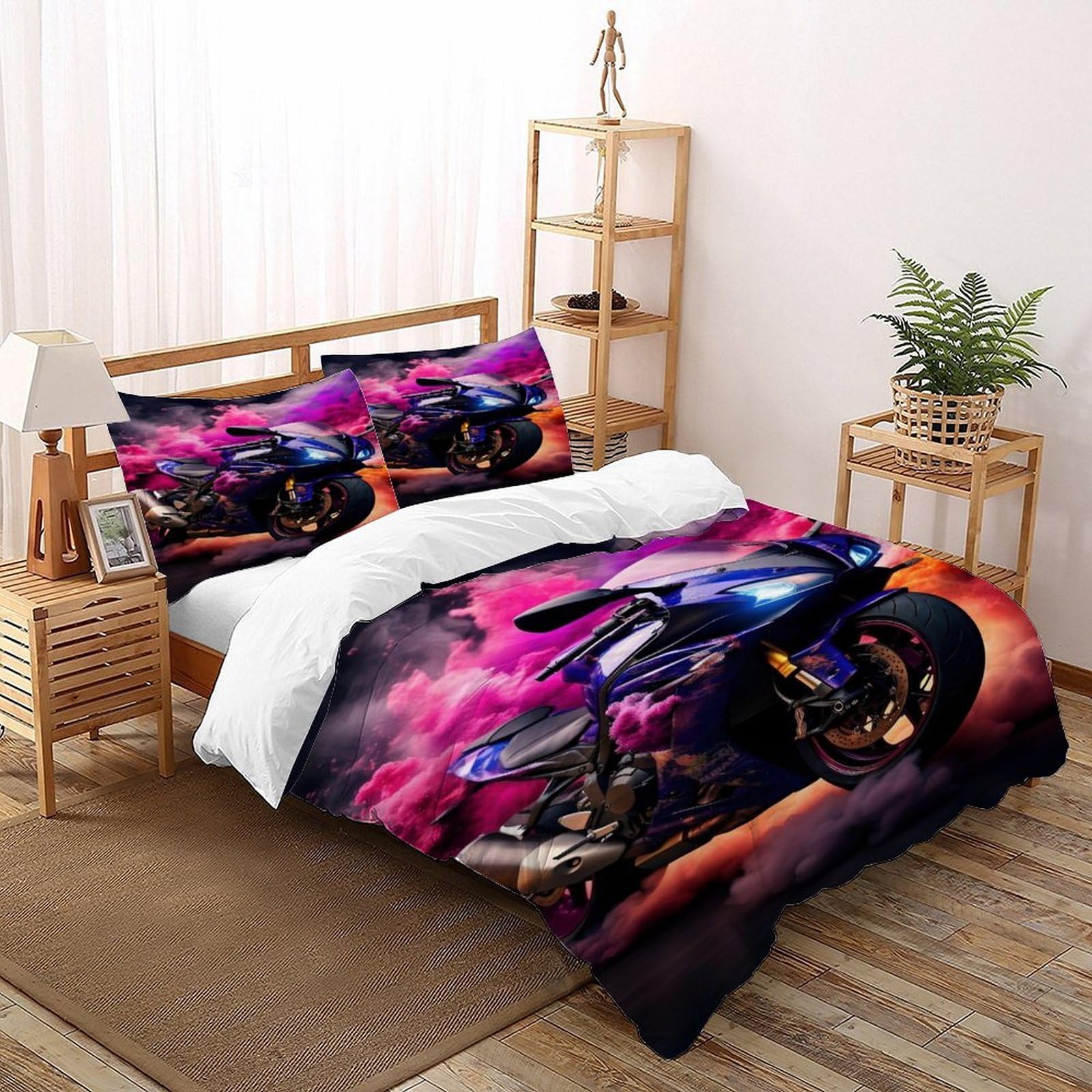 Housse de couette moto 3 pièces 200x200 idéale pour relooker la chambre d'un ado passionné de sport