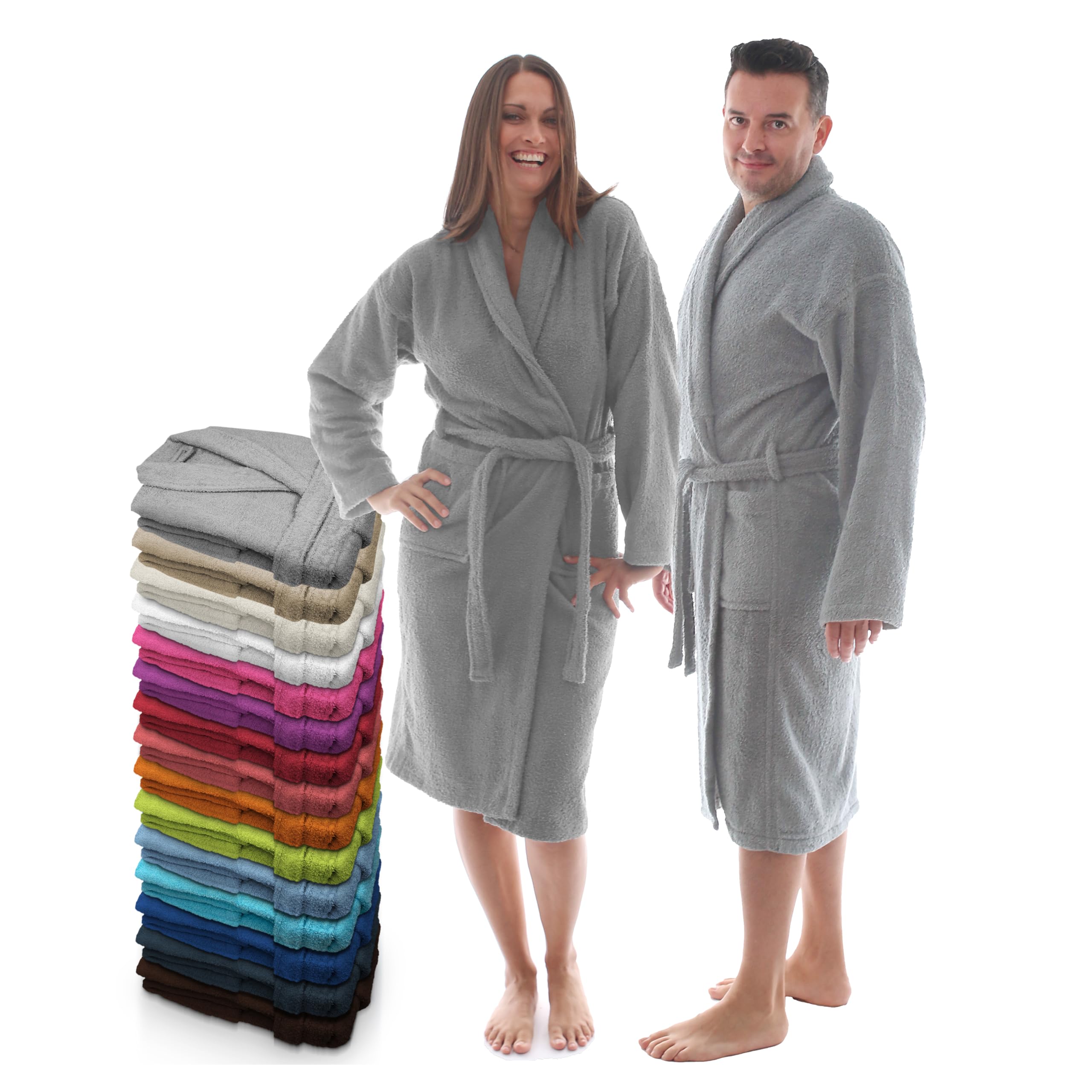 LEBENGOOD - Accappatoio unisex da donna e uomo, 100% cotone spugna americana 400 g, con cintura, tasche, perfetto per la doccia, come vestaglia morbida o come asciugamano