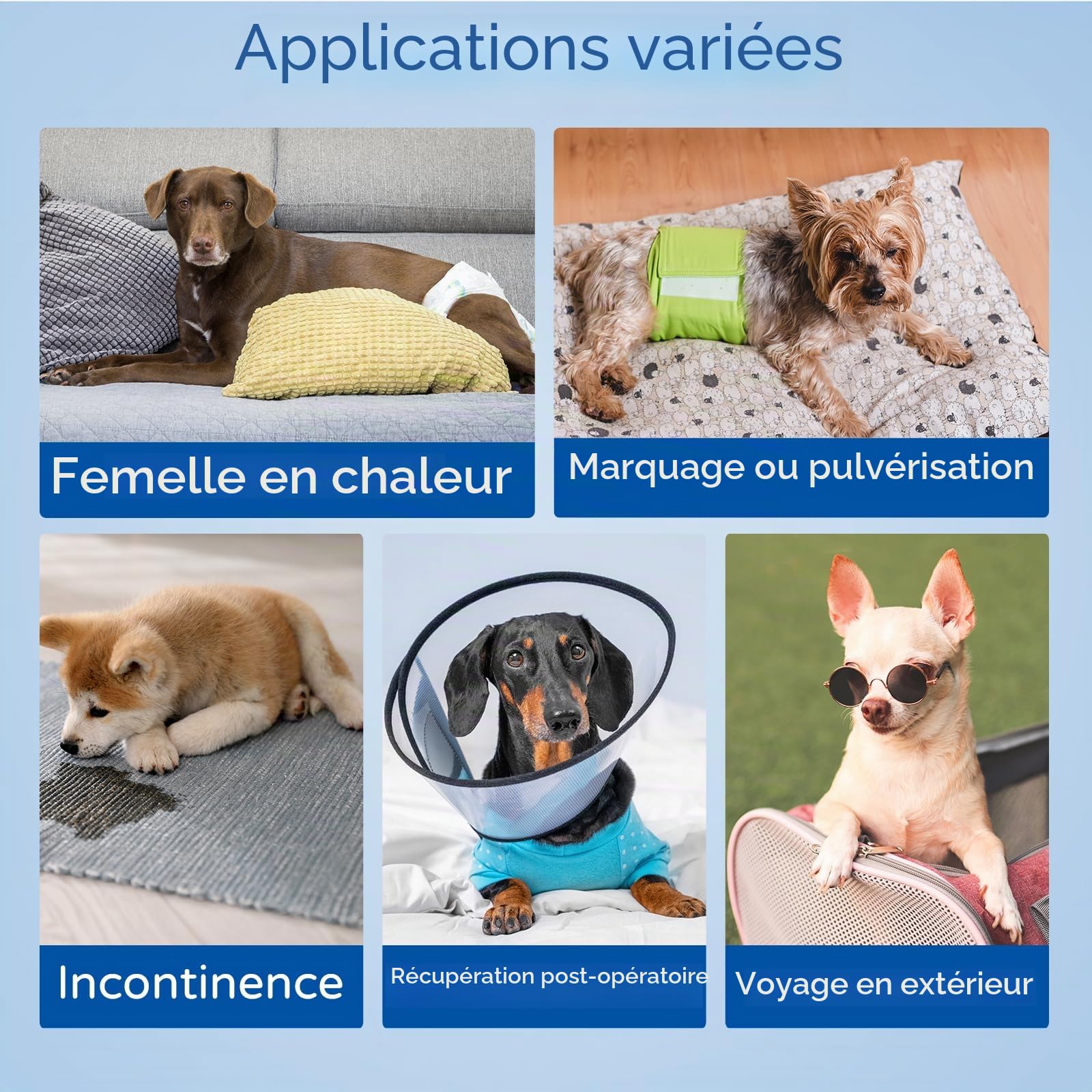 MICOOYO Doublures de Couches jetables pour Chiens mâles et Femelles, Super absorbantes, s'adaptent à la Plupart des Couches pour Chiens (Protection latérale Anti-Fuite) (L-50)