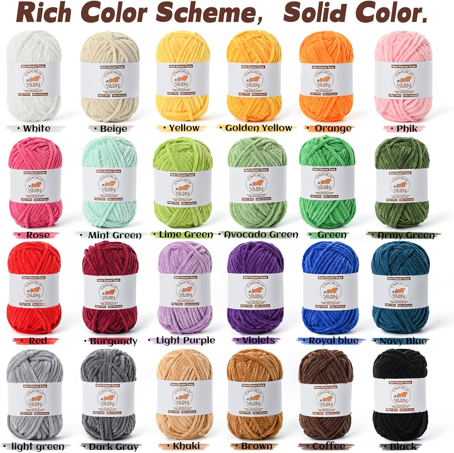 Fluffy Velvet Yarn for Crocheting, Chunky Chenille Baby Blanket Yarn for Crocheting, Soft Fuzzy Puzzle Yarn for Knitting, 50g/1.77oz Bulky Thick Amigurumi Crochet Yarns（White）