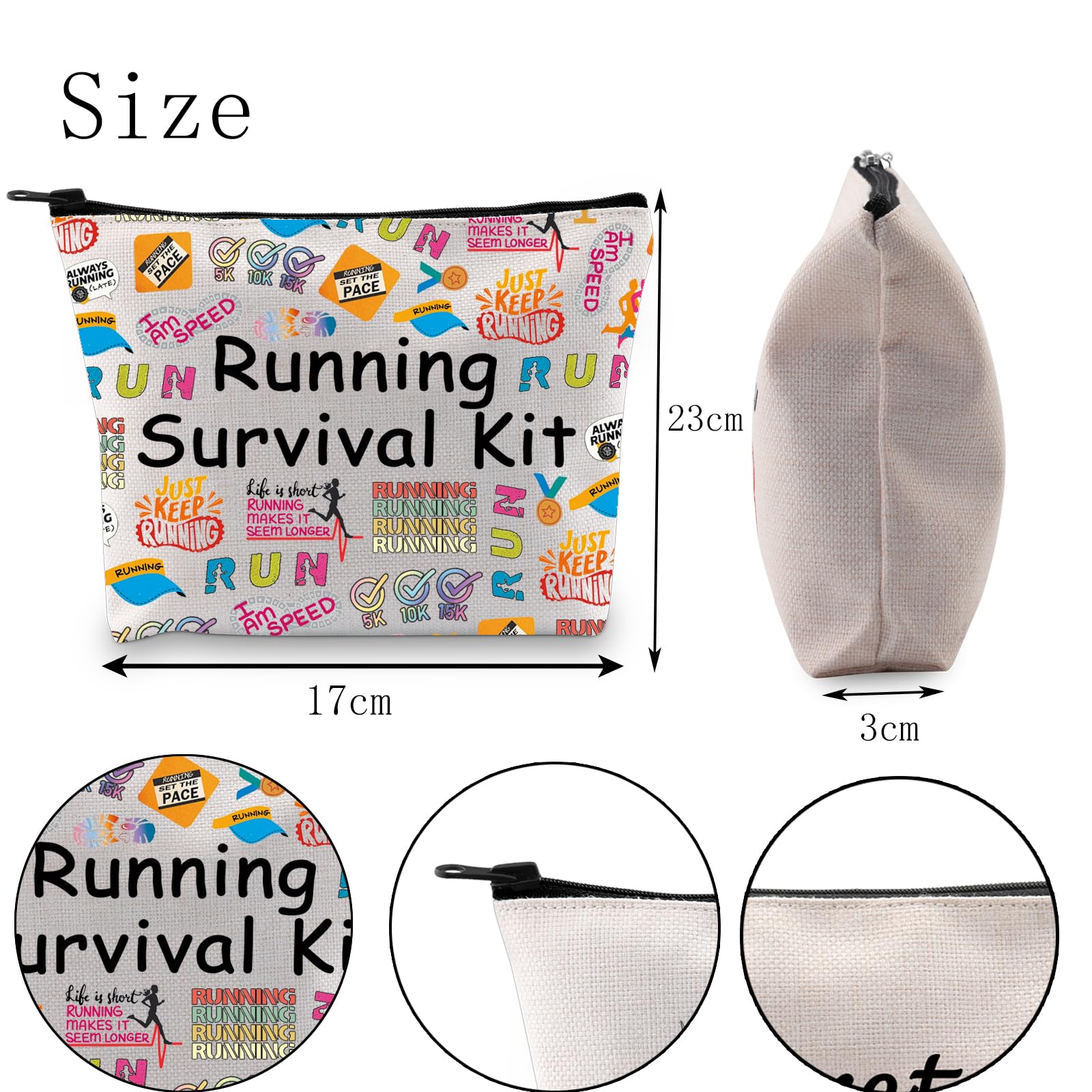 Running Cosmetic Bag Running Lover Gift Running Survival kit Cross Country Running Gift Marathon Lover Zipper Pouch (Running kit UK) - Image 2