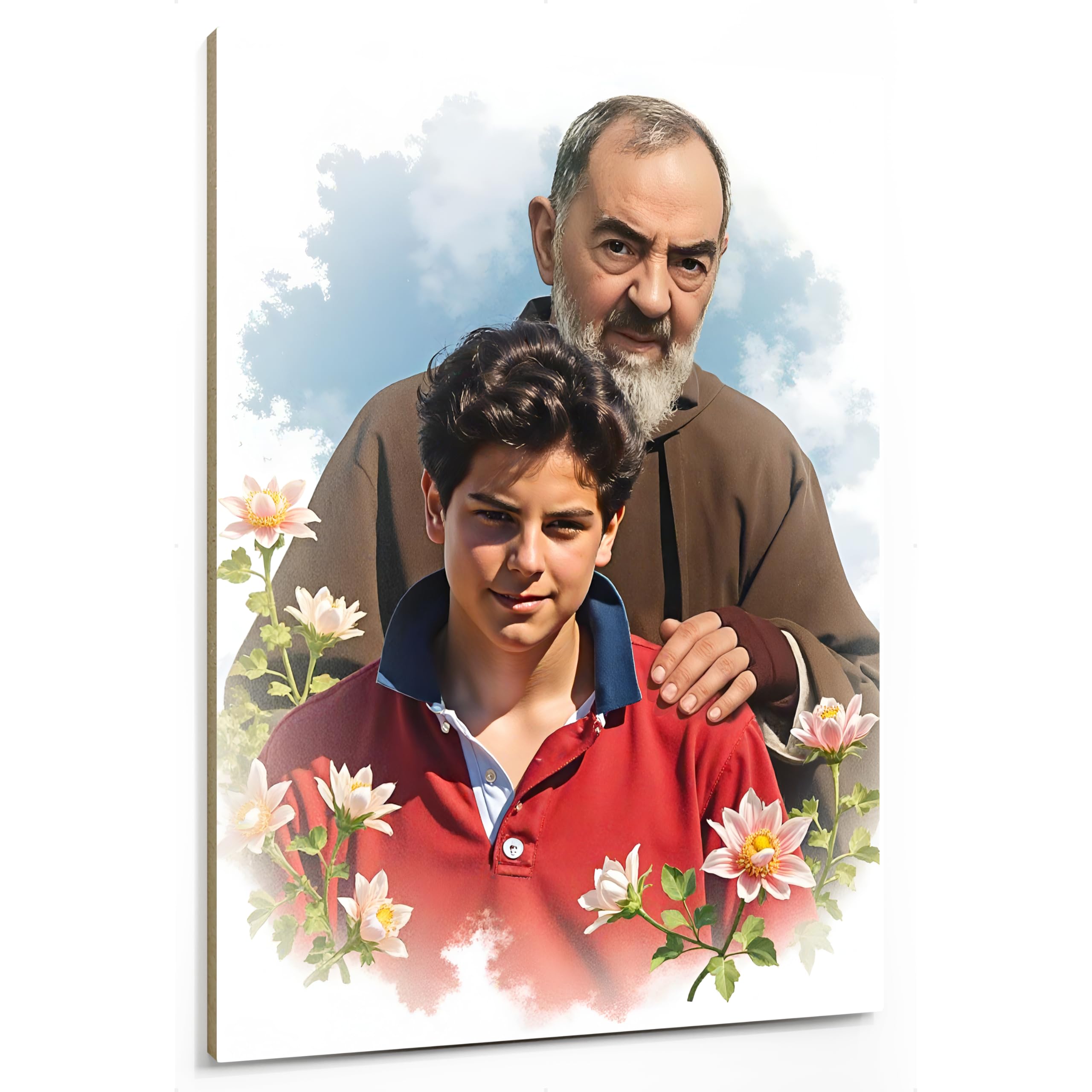 emmena - Sacred Art Picture - Carlo Acutis and Padre Pio in Paradise - 18 x 24 cm