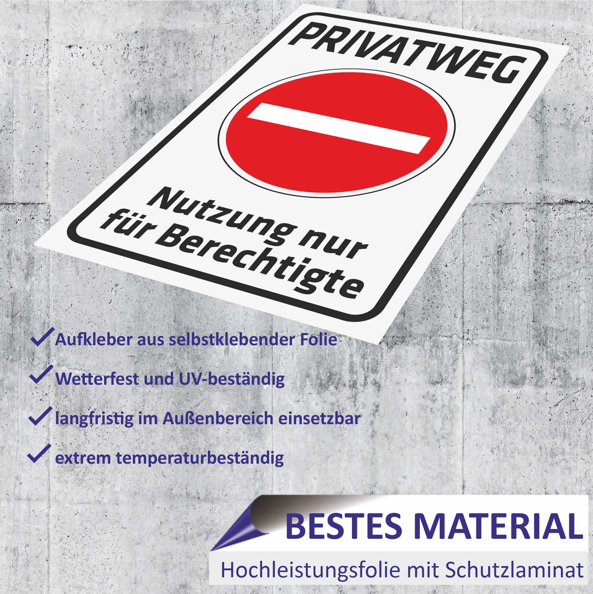 Indigos UG Sicherheitsaufkleber 'Privatweg' – Selbstklebend, Wetterfest, 33x17 Cm Für Haus, Büro & Mehr
