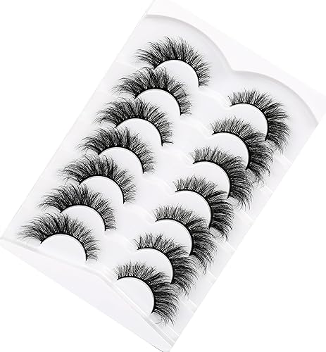 Miniatura 225 de Pooplunch Pestañas postizas de pelo de visón sintético, estilo de ojo de gato, paquete de pestañas postizas naturales esponjosas, paquete múltiple