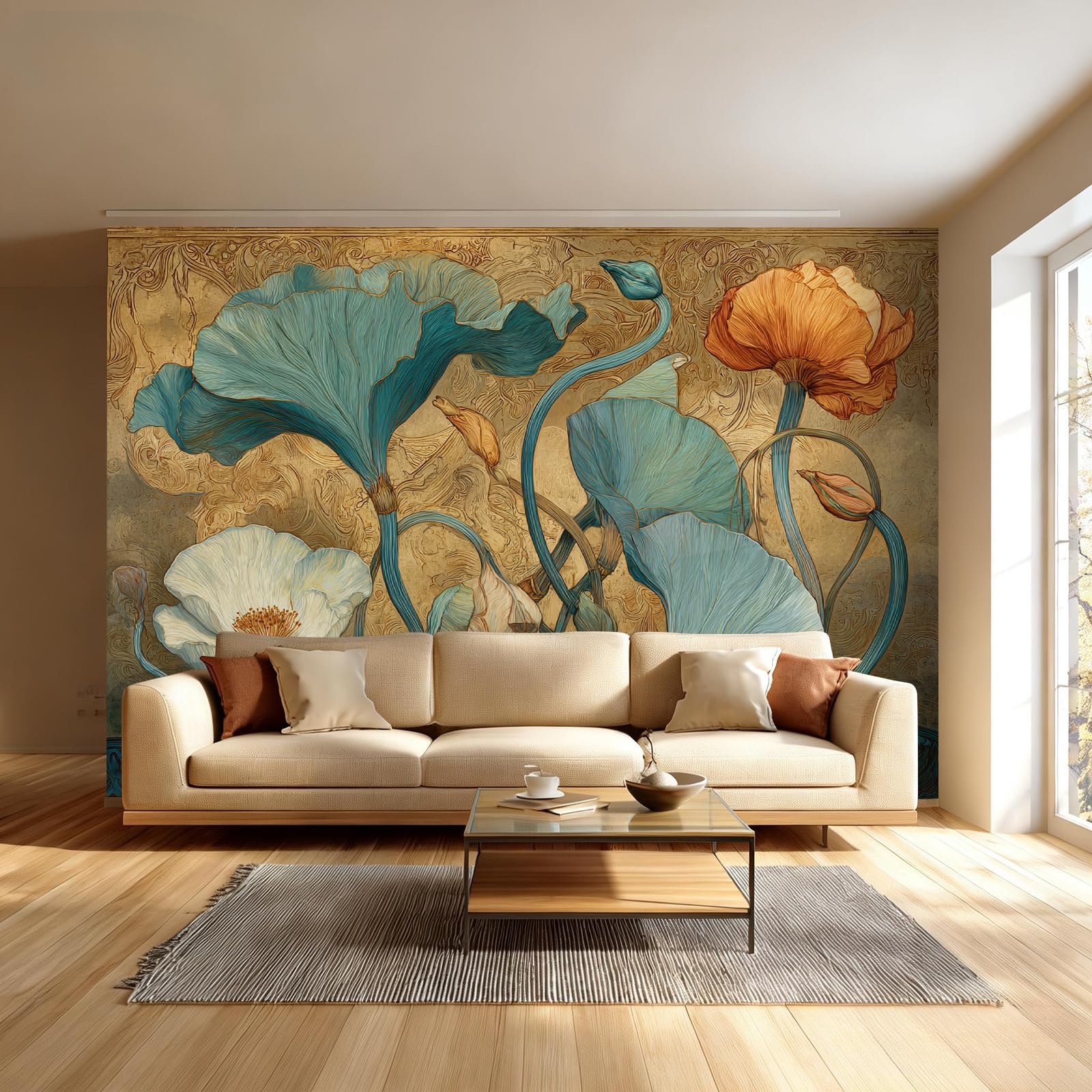 Lotus Fototapete 250 x 175 cm Chinesischer Stil Wandtapete Selbstklebende