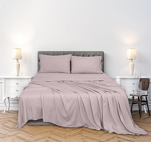 Miniatura 2 de ROYALE LINENS Juego de sábanas de algodón peinado 100% de fibra larga de 300 hilos - Sábanas de cama de 4 piezas tamaño Full - 1 ajustable, 1 plana,