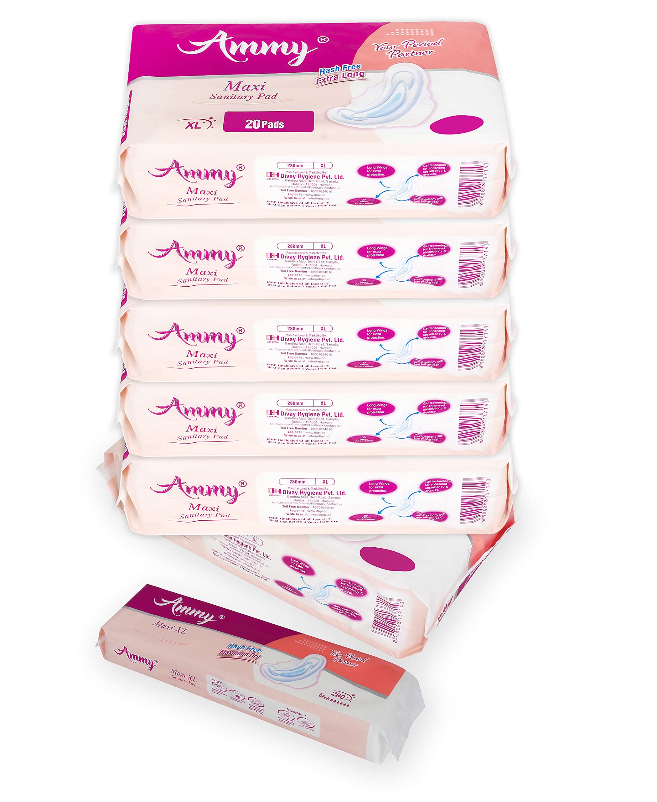 Ammy Ultra Thin Sanitary Pads XL Maxi Rash Free Soft Cottony 126 Pads for Ladies, Girls, Women Rash Free Made In India (B096KLNJV4) Amazon Price History, Amazon Price Tracker
