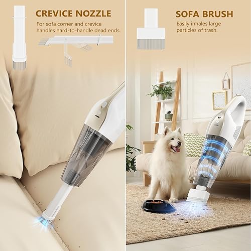 Miniatura 4 de Aspiradora de mano inalámbrica, 16000 Pa 160 W, aspiradora de coche con pantalla LED, potente aspiradora de mano de 30 minutos, portátil,