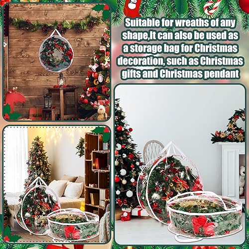 Miniatura 7 de Shappy 4 bolsas grandes de almacenamiento para coronas de Navidad de 36 pulgadas, contenedor de almacenamiento de coronas de temporada con