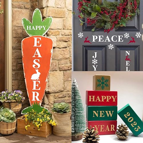 Miniatura 5 de Plantillas de letras para pintar sobre madera de 4 pulgadas, plantillas del alfabeto para pintar y dibujar, letras reutilizables y plantillas de