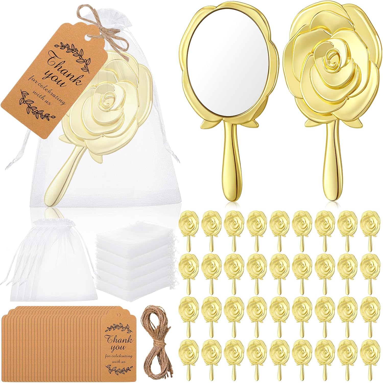 Suzile 36 Set Rose Handheld Mirrors Bulk for Guests Party
