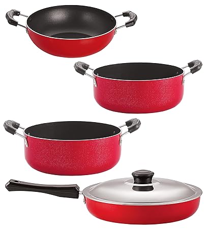 Nirlon nonstick Aluminium Utensils Set of 4 Pieces for Kitchen (FP13_KD12_CS26_CS24)