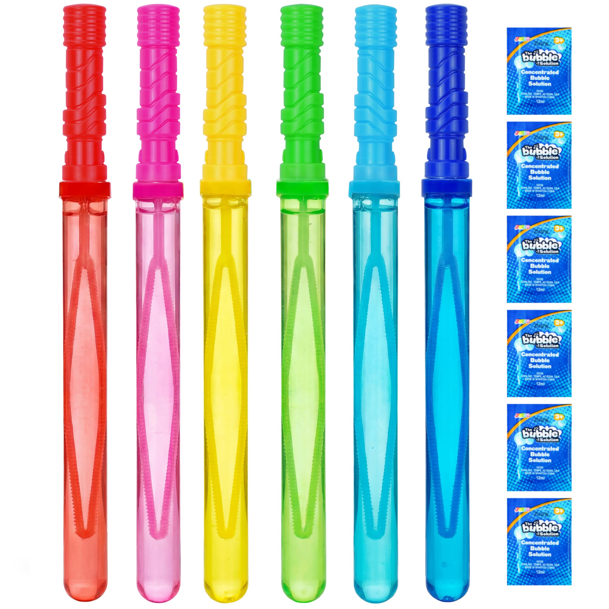 JOYIN 14.6’’ Big Bubble Wands for Kids, 1 Dozen Bubble Wand Bulk with Refill Solution for Summer Toy Party Favor, Outdoors Activity, Easter Basket Stuffers, Birthday Gift