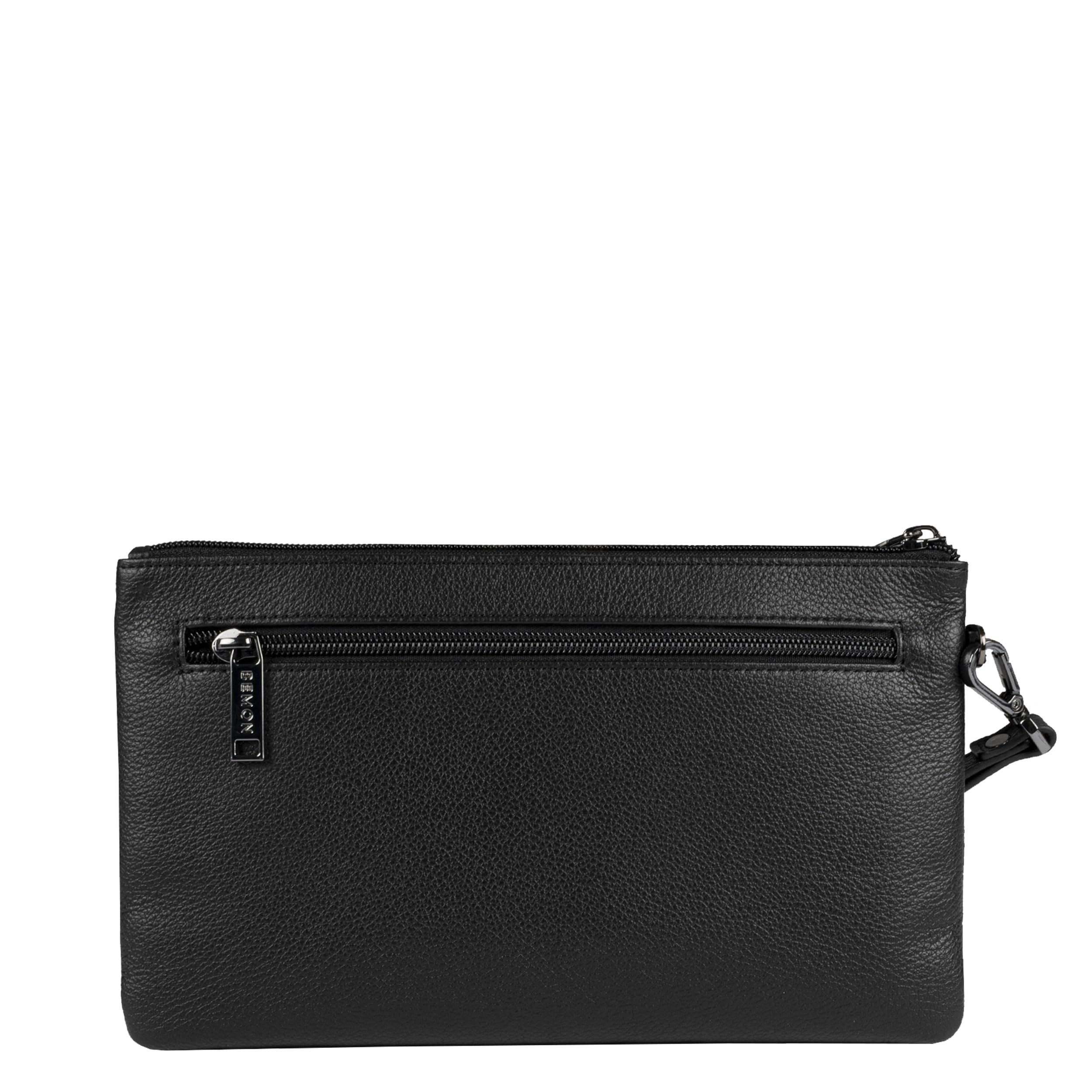 BEMON Pochette en cuir grainé pour homme Enzo, porté main, 15 x 23 x 4 cm