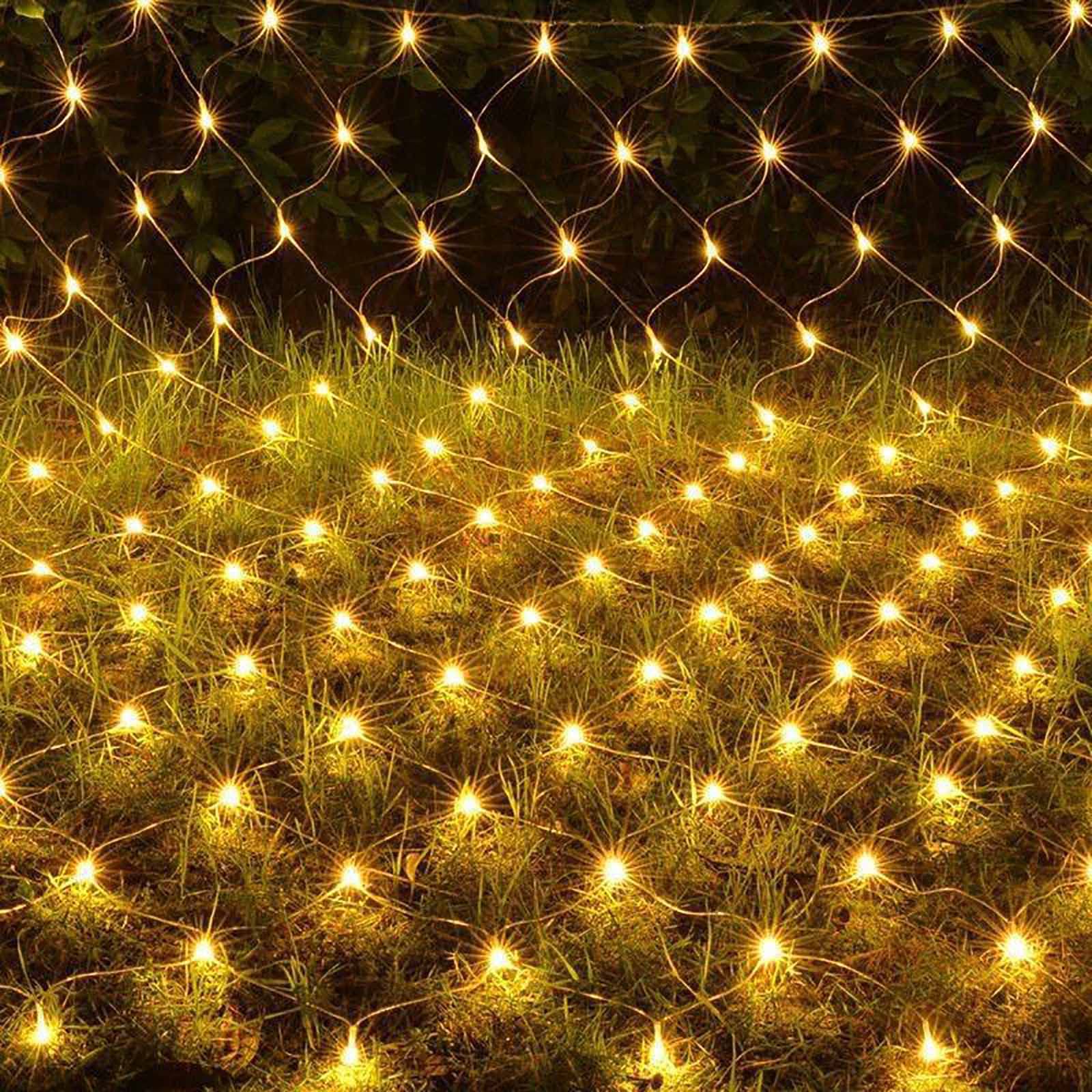 Yizc Noël Lumières Nettes,Intérieur Exterieur Decoration Lumieres en Filet Raccordable Fairy Lights avec 8 Modes,Suspendu Clignotement Guirlande Lumineuse pour Buissons Jardins Fete -Blanc chaud 6x4m
