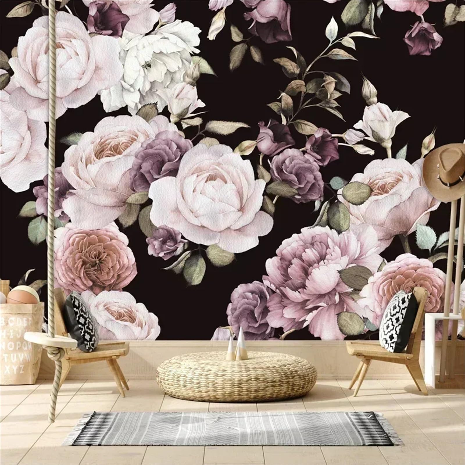 RYQZHHY Floral Peel Stick Wallpaper Multi Style Rose Floral Waterproof Peel and Stick Wall Mural for Living Room and TV Background Layout(Picture 6)
