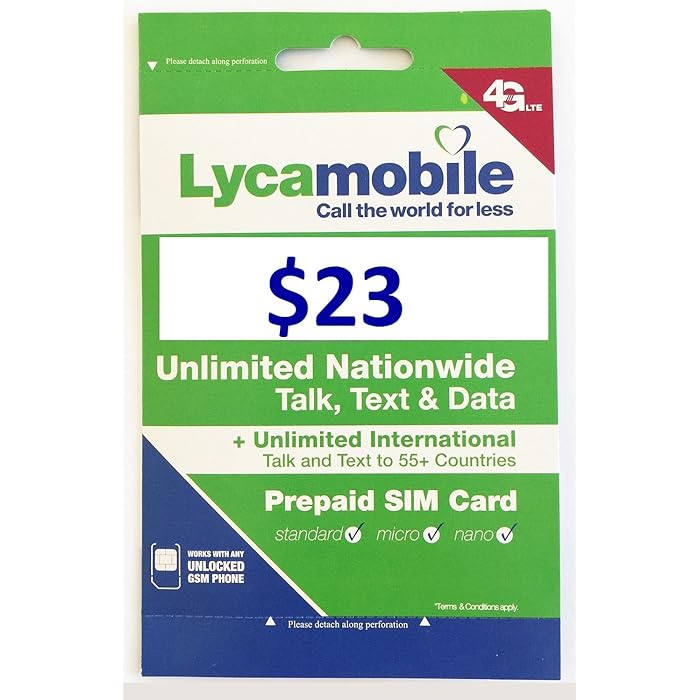 Buy Lycamobile Preloaded Sim Card with 23 Plan Service Plan with Unlimited Talk Text and Data