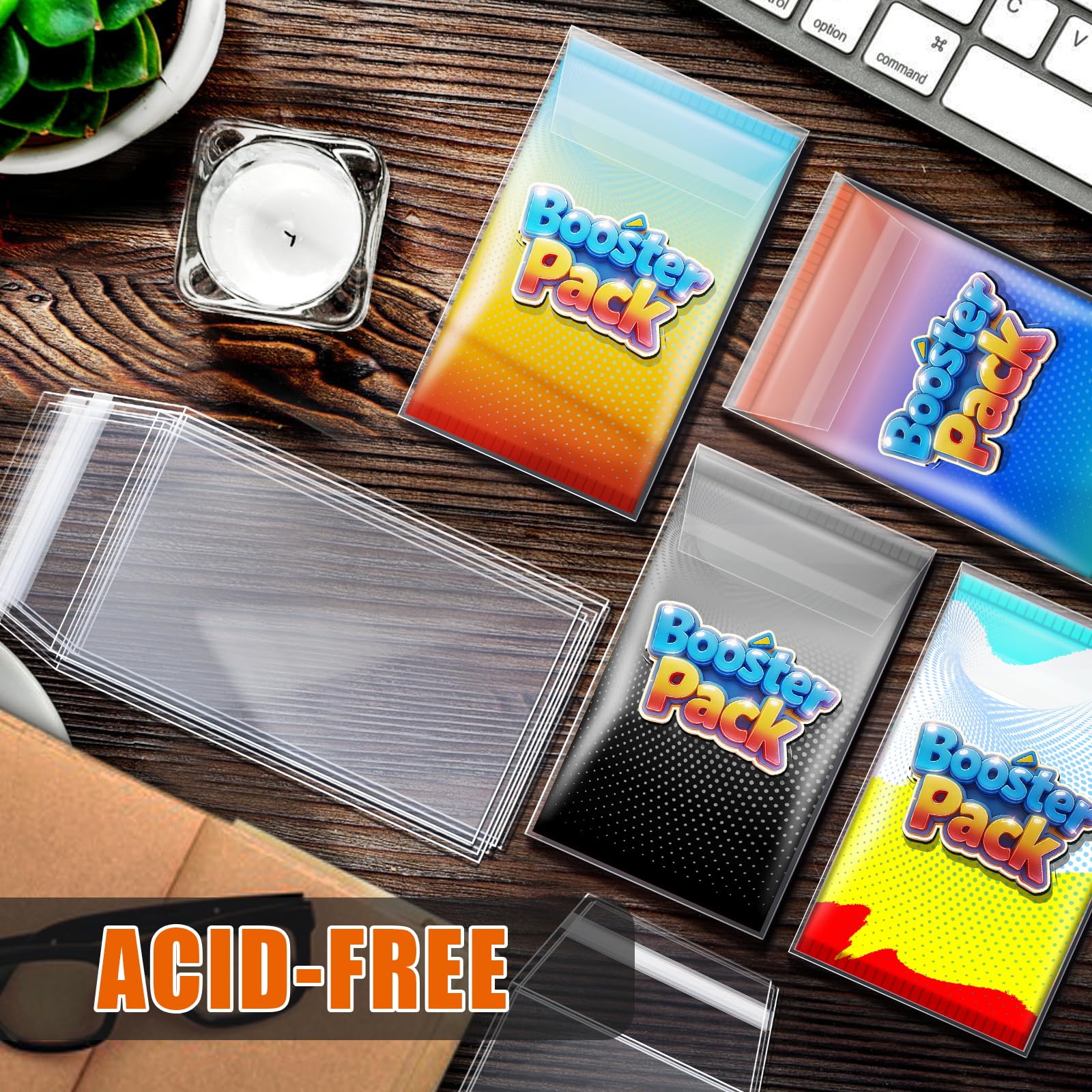 Booster Pack Sleeves, Booster Pack Protector Team Bags, Cards Sleeves for Trading Cards, Ultra Protection for Pro Collector- 100Pack - 5
