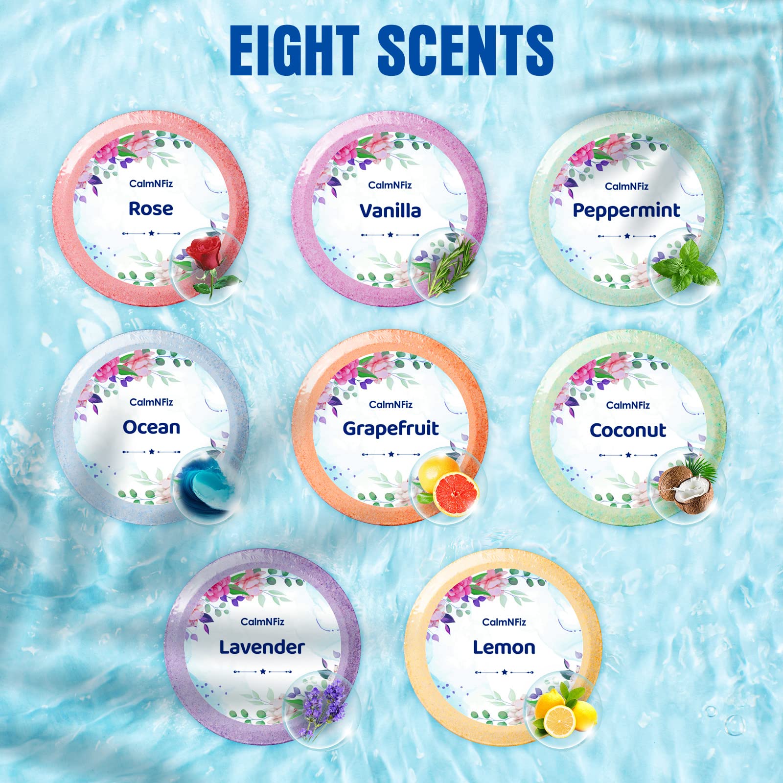 CalmNFiz Shower Steamers Aromatherapy 8 Pack – Gifts for Women, Shower Bombs with Essential Oils, Self Care Relaxation, Easter Basket Stuffers, Birthday Gifts for Mom Wife