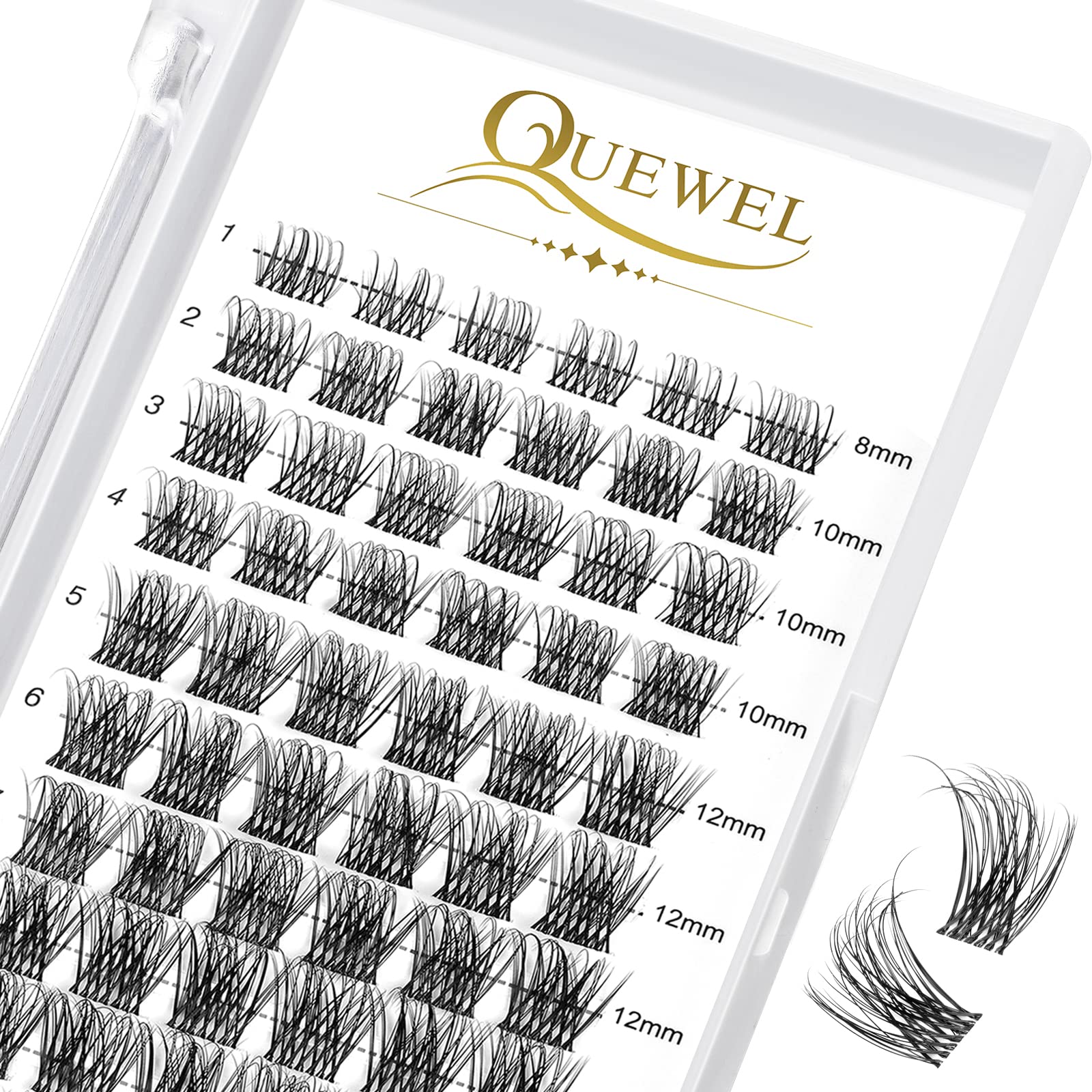 QUEWEL DIY Cluster Lashes - Individual Volume False Eyelashes, Soft & Light, Segmented, For Makeup Home Use (Honey01-D-MIX8-16mm) — view 15