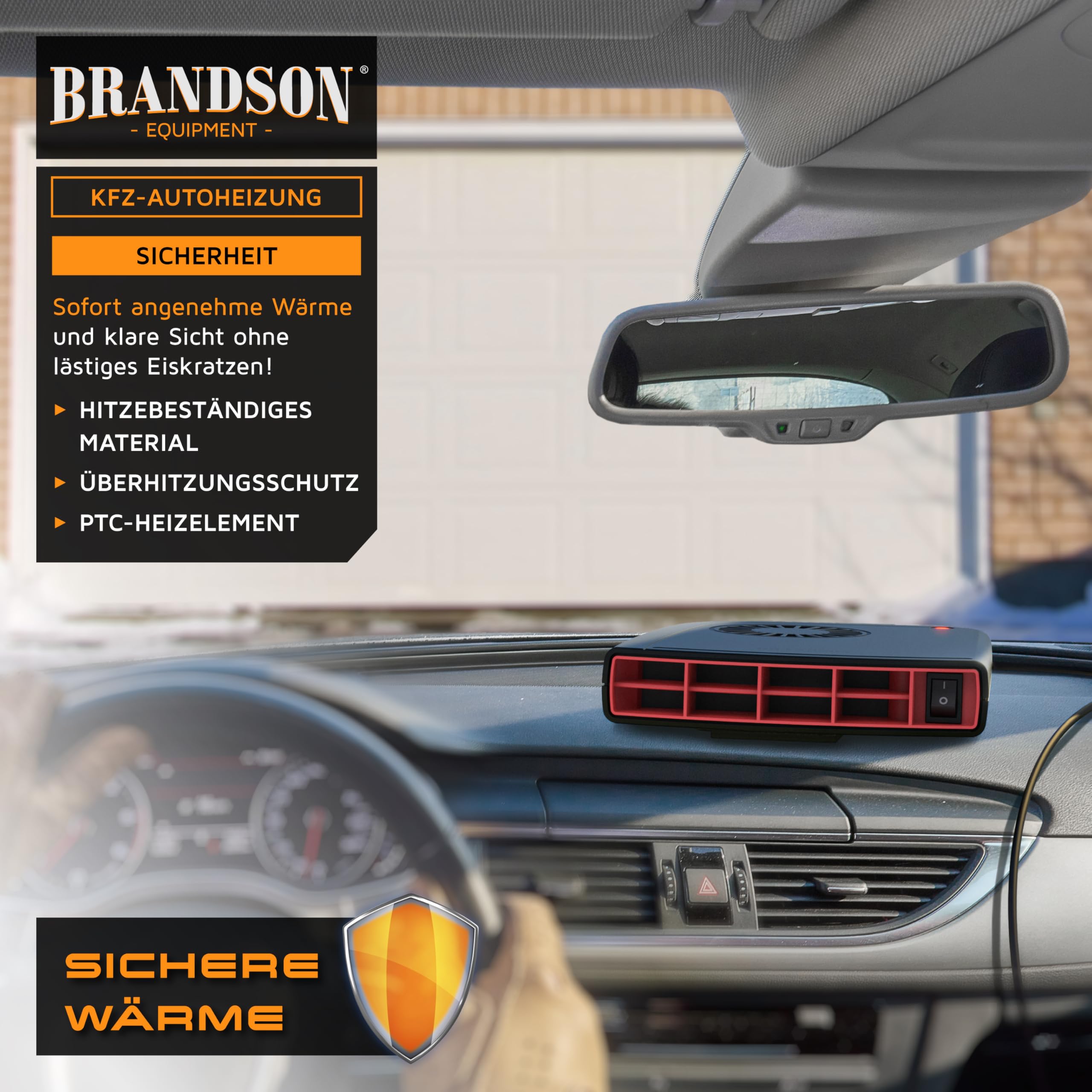 Brandson - Innenraumheizung - Mobile Auto Wohnmobil Heizung - PKW LKW - Komfort Entfroster Standheizung Heizlüfter - 1000W - automatischer Überhitzungsschutz - transportabel