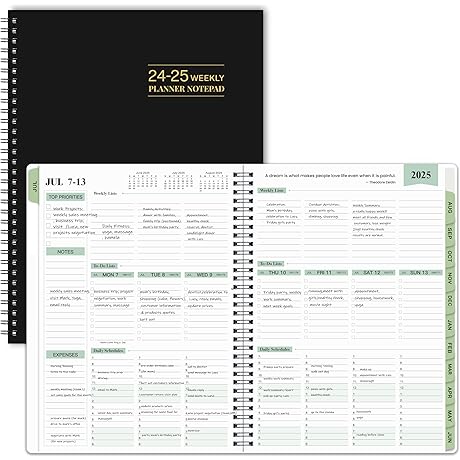 2024 Weekly Planner Spiral Bound 8x11, Monthly Planner Notepad