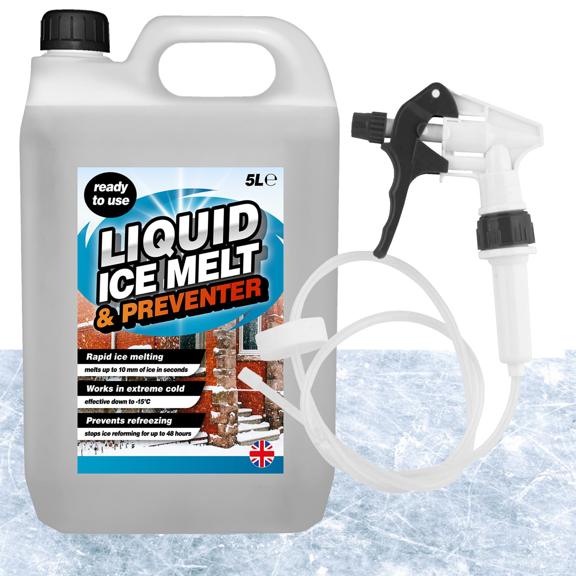 Storm Trading Group 5L Rapid Liquid Ice Melt & Preventer With Long Hose Trigger Effective Down To -15 Degrees Celsius (4)