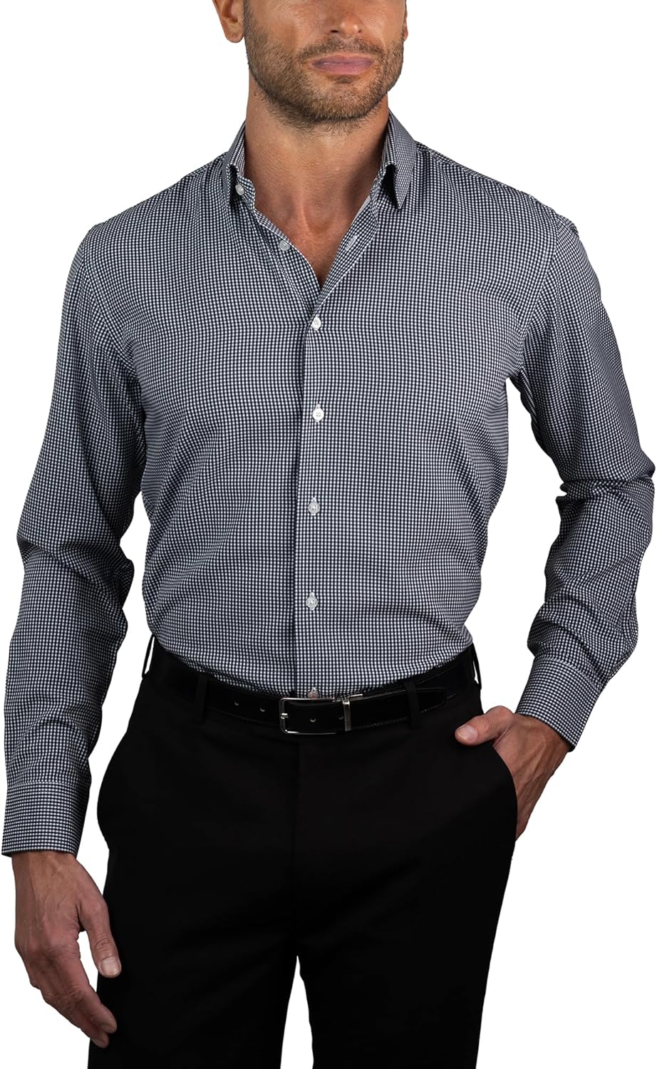 Nautica Slim Fit Mens Plaid Dress Shirts Long Sleeve Wrinkle Free Formal 4-Way Stretch Cooling Technology Moisture Wicking