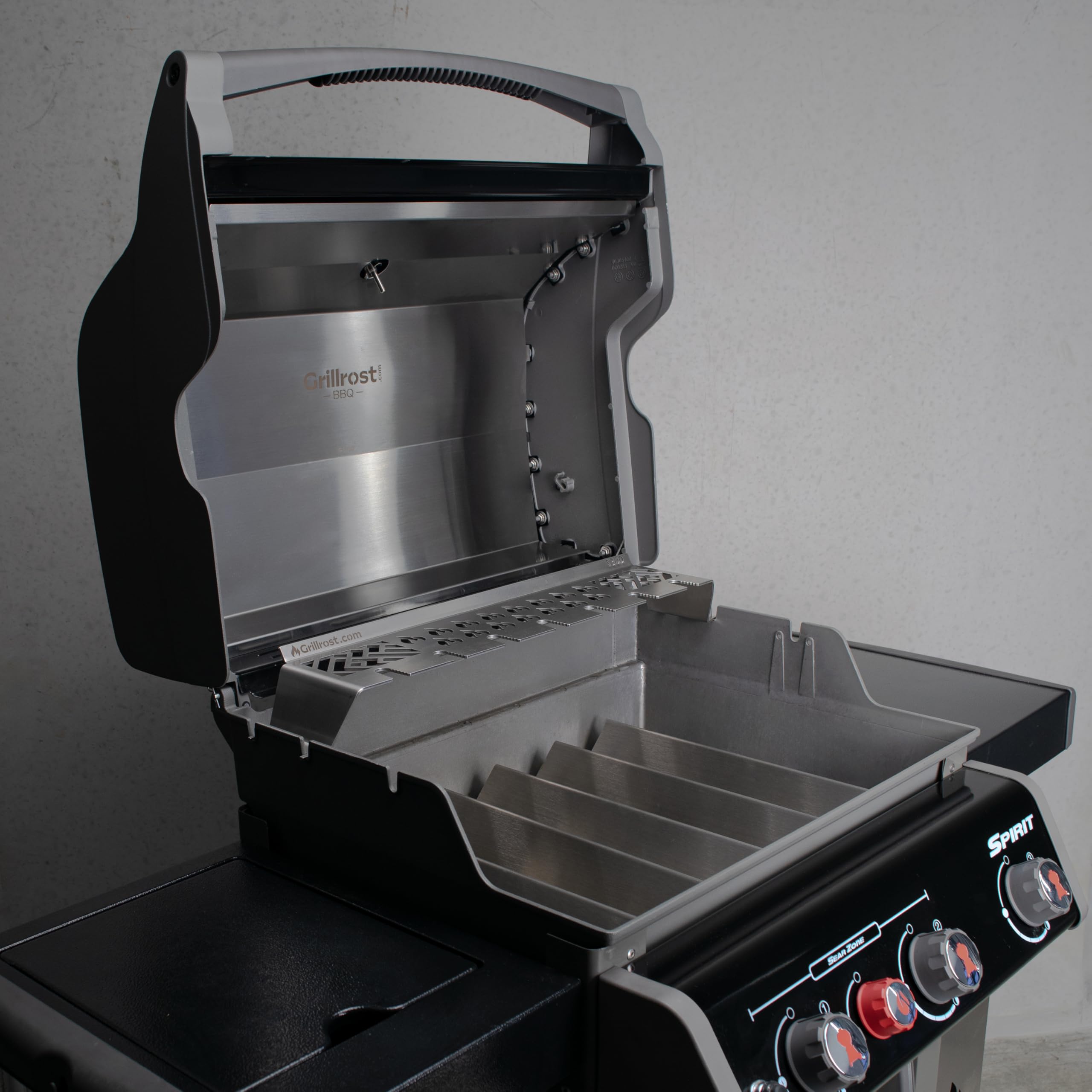 Grillrost.com Das Original Edelstahl Aromaschienen für Weber - Brennerabdeckung für Spirit 300er Serie