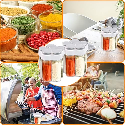 Miniatura 6 de 2 contenedores de especias de viaje, 5 en 1 frascos de condimentos para campamento, botella de condimentos de plástico transparente para cámper,