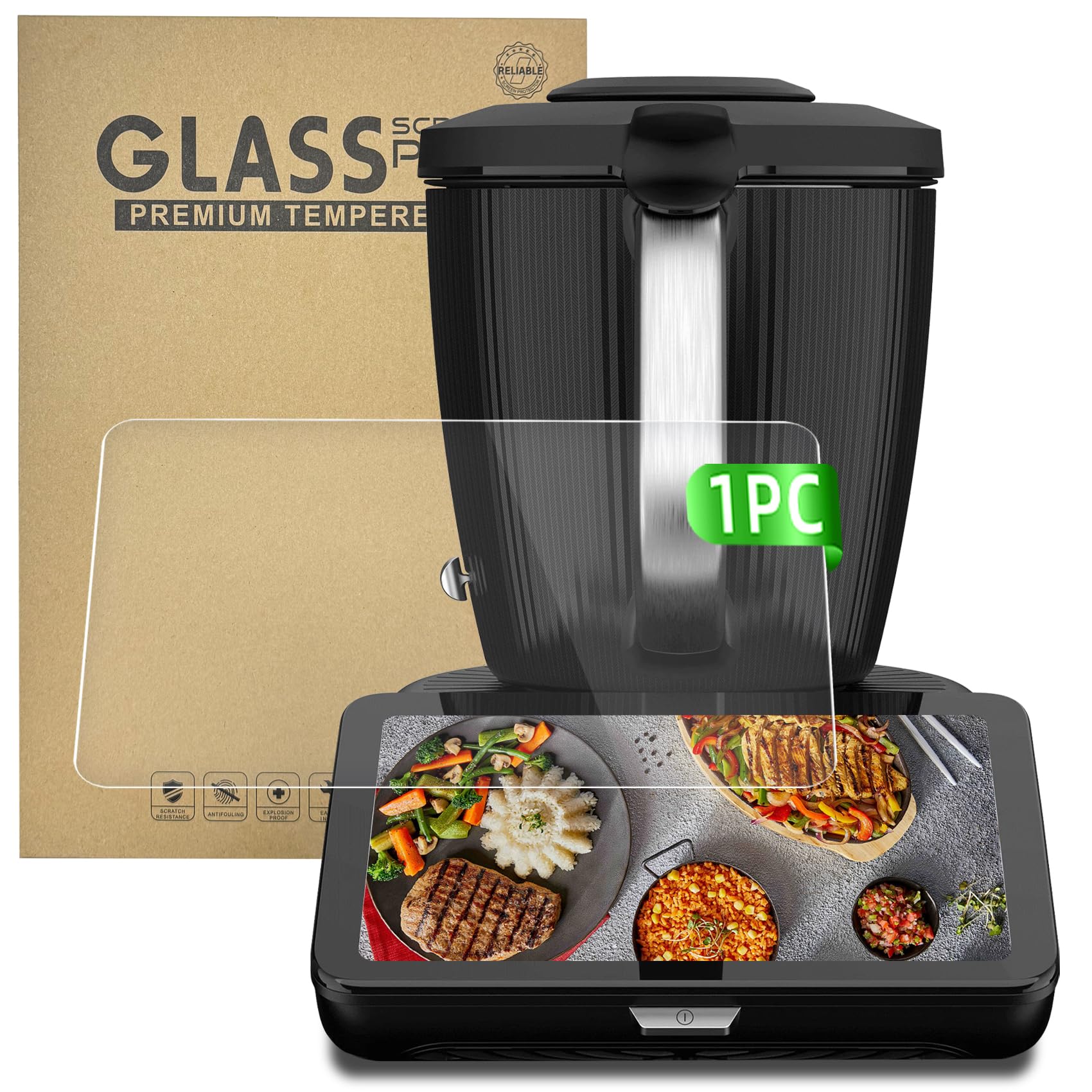 Szkło ochronne na ekran do Thermomix TM7 1 szt. szkło hartowane 9H ultra przezroczyste / odporne na zarysowania / ochrona przed odciskami palców / montaż bez pęcherzyków powietrza, idealnie dopasowane