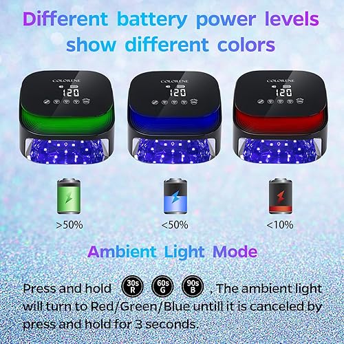 Miniatura 4 de Lámpara de uñas LED UV inalámbrica, luz de uñas recargable de 60 W, secado rápido, secadora de uñas profesional, luz de esmalte de gel con 4 ajustes