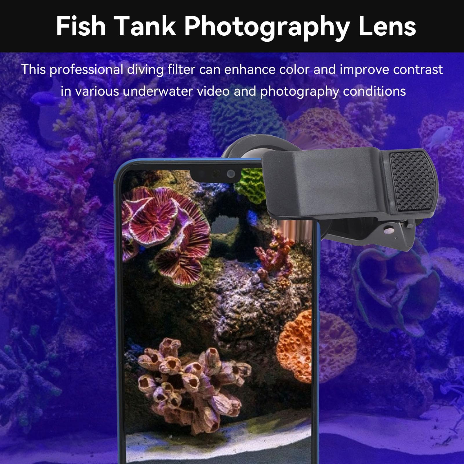 Lente de teléfono, Juego de filtros de Lentes, Lente de Vista Macro Amarilla y Naranja, Tanque de Peces de Agua Marina, Cilindro de Coral, Kit de Lentes de fotografía subacuática con Filtro Macro