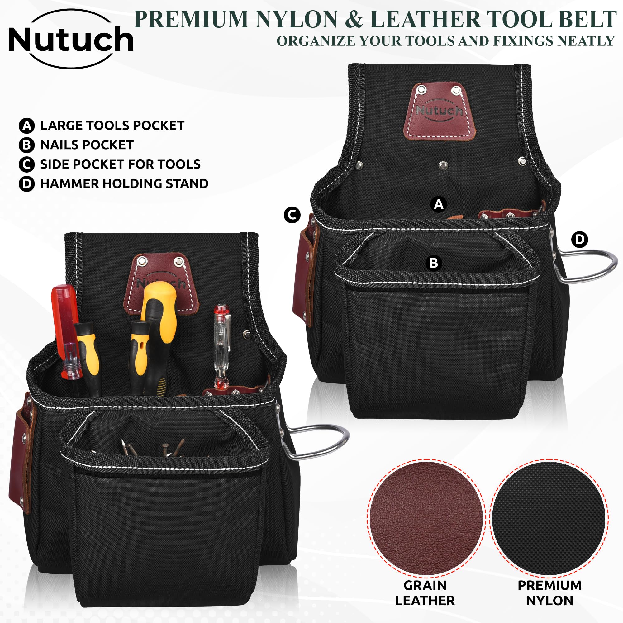 Cinturón de herramientas de nailon y cuero, bolsa de herramientas de nailon, carpintero, construcción, enmarcadores, cinturones de herramientas para electricistas, bolsas de herramientas para