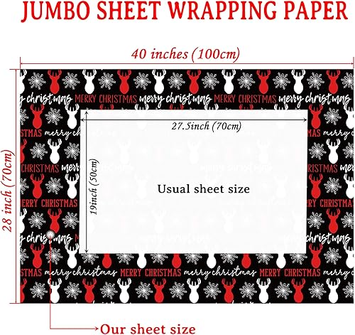 Miniatura 7 de ZINTBIAL Divertido papel de regalo de Navidad para niños y adultos, envoltura de regalo de Navidad con diseños de muñeco de nieve a cuadros