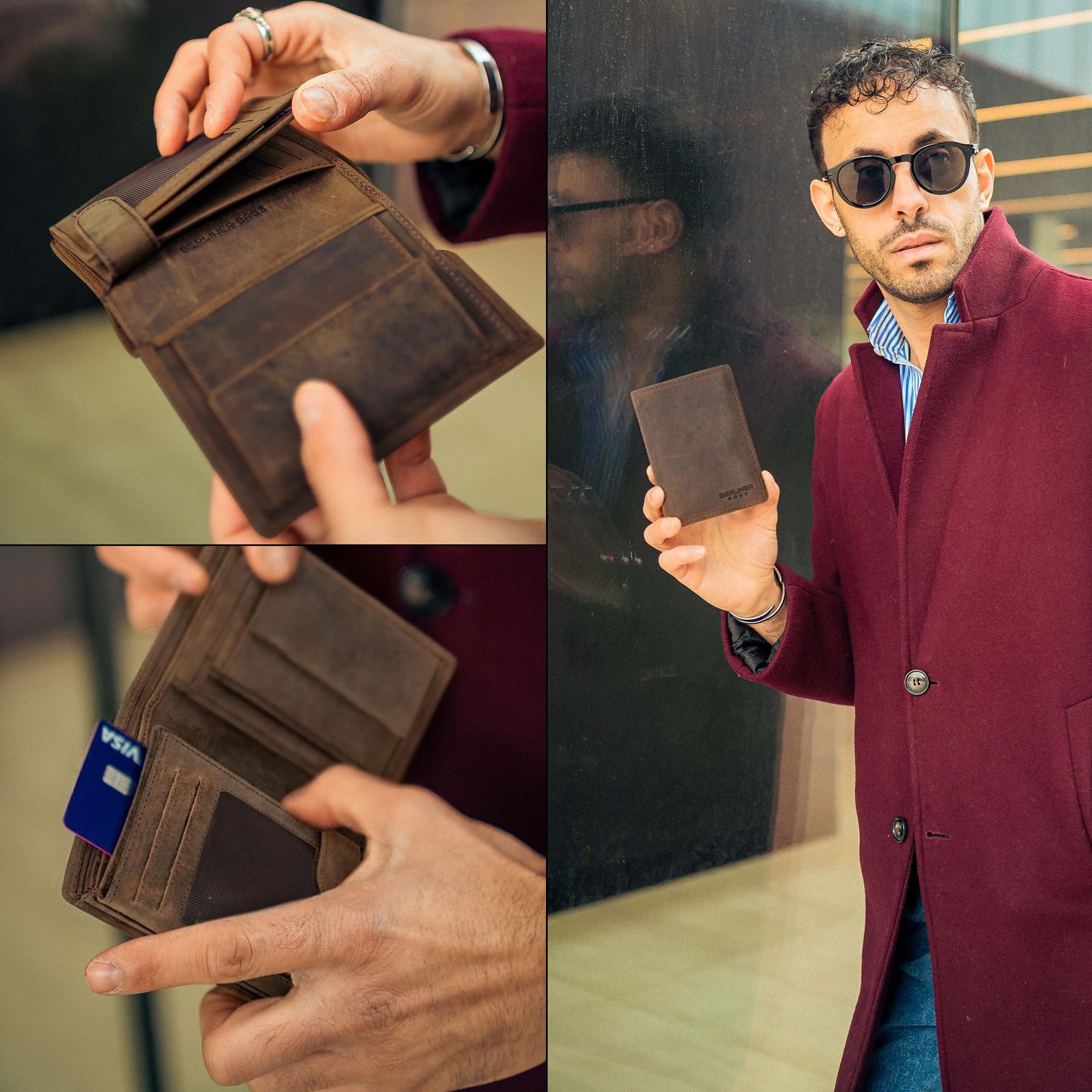 Berliner Bags Oliver Cartera de Piel Noble para Hombre, 15 Tarjetas, RFID