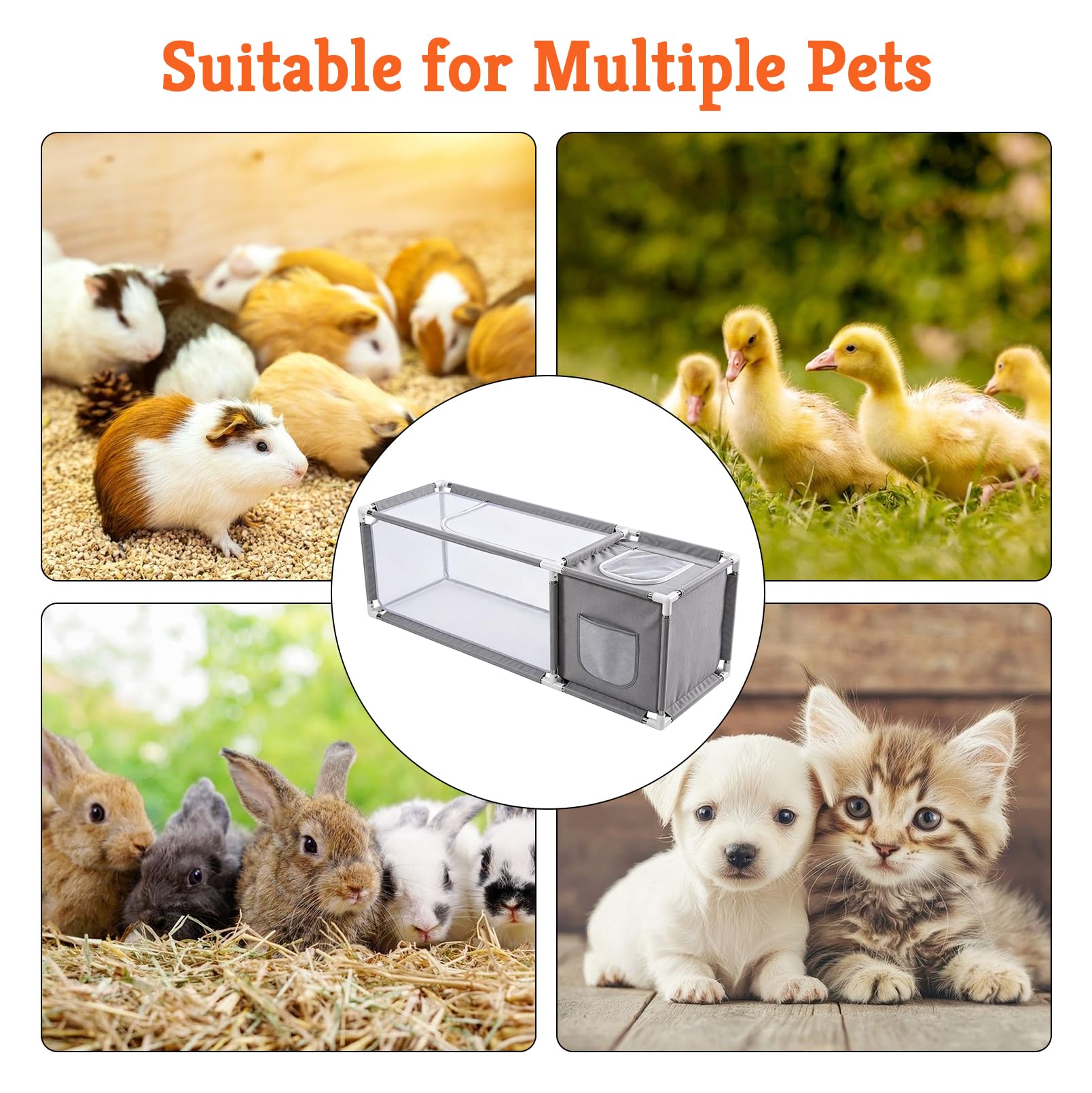 Recinto para animales pequeños, con cubierta superior y forro impermeable para el suelo, dispone de una zona visible y una zona de escondite y, por lo tanto, también es adecuado para mascotas pequeñas