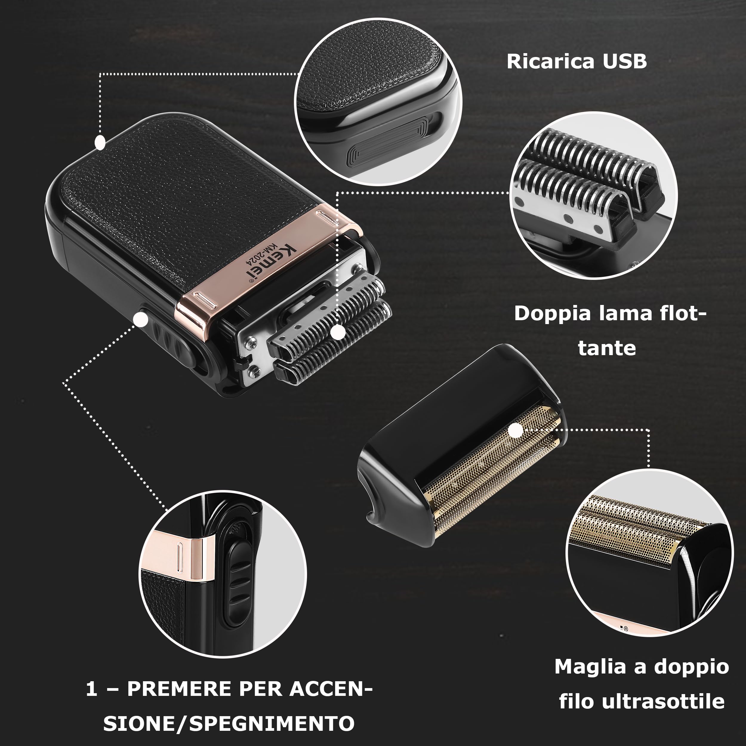 KEMEI Set di rasoio e rasoio 2 in 1 per uomo | T Blade - Rasoio da barba e rasoio elettrico senza fili, da uomo, contorno professionale, ricarica USB, 2024+PG2299