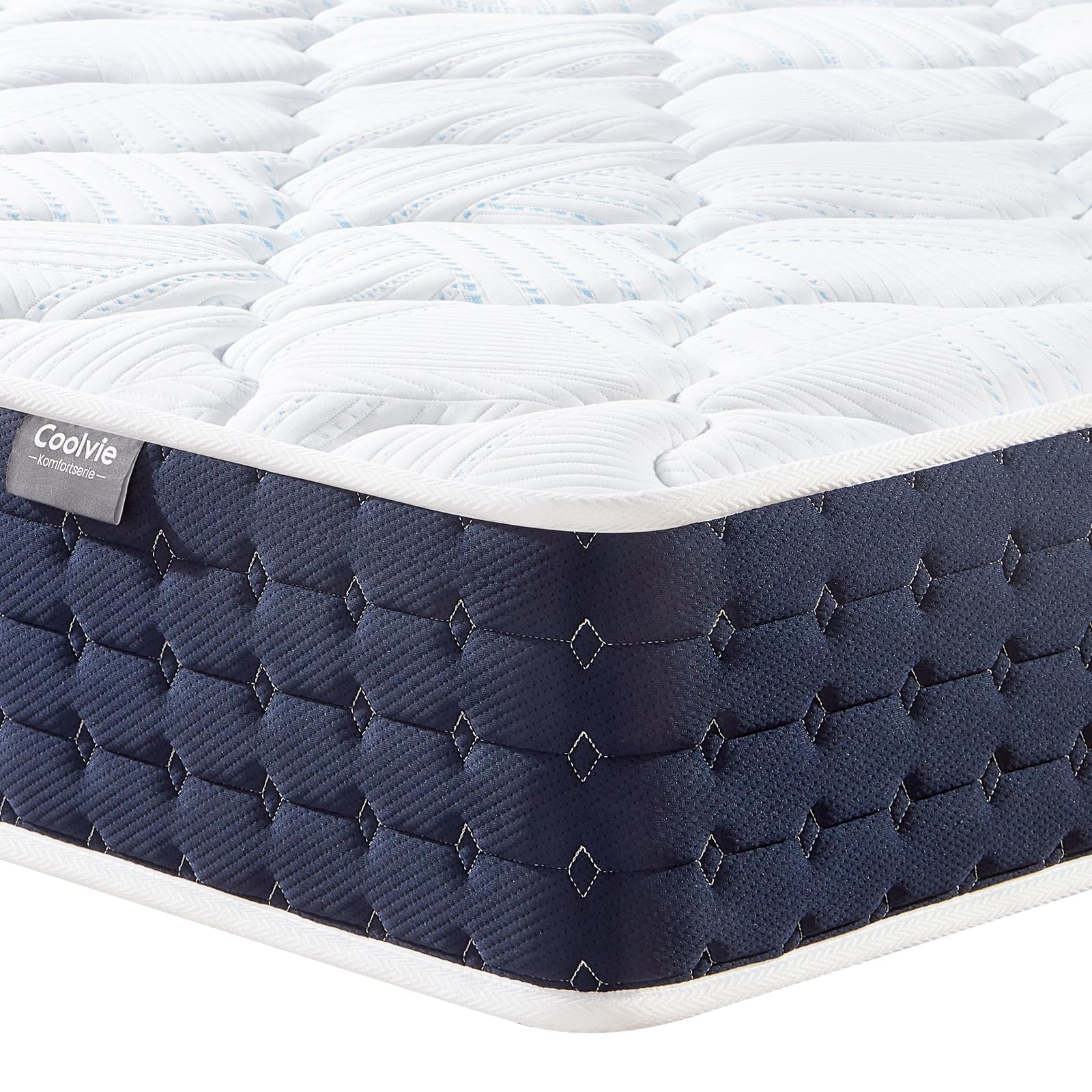 Coolvie Matratze 90x200 cm Höhe 20 cm H3 Mittelhart | Orthopädische 7-Zonen Taschenfederkernmatratze mit Komfortschaum für Seiten- und Rückenschläfer, Öko-Tex Zertifiziert