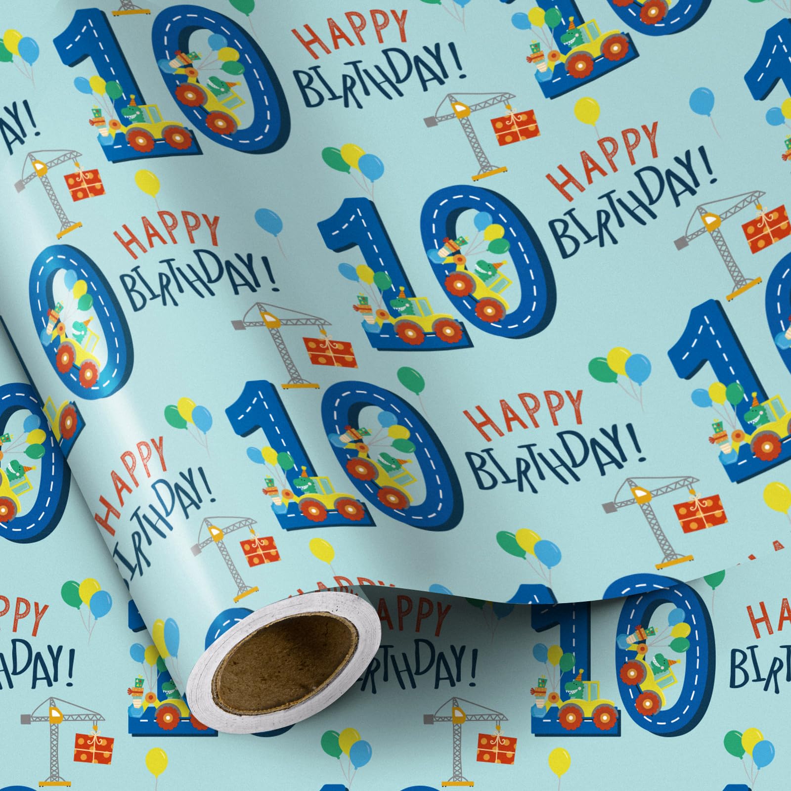RUSPEPA 4th Birthday Wrapping Paper - Mini Roll - Blue
