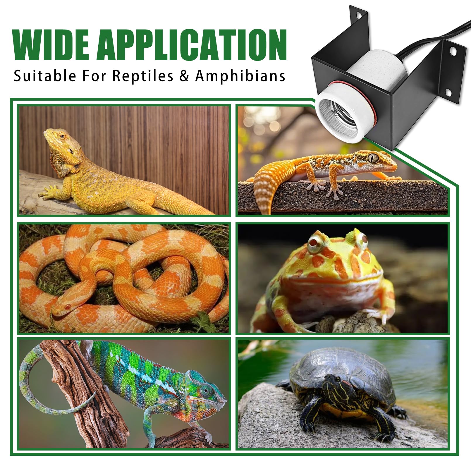 2PCS Reptile Light Fixture,Reptile Terrarium Heat Lamps Holder Bracket with Thermometer,Gecko Ceramic Heating Light Socket,Width-Increased Bearded Dragon Lamp Fixture for Lizard,Turtle,Snake - image 7