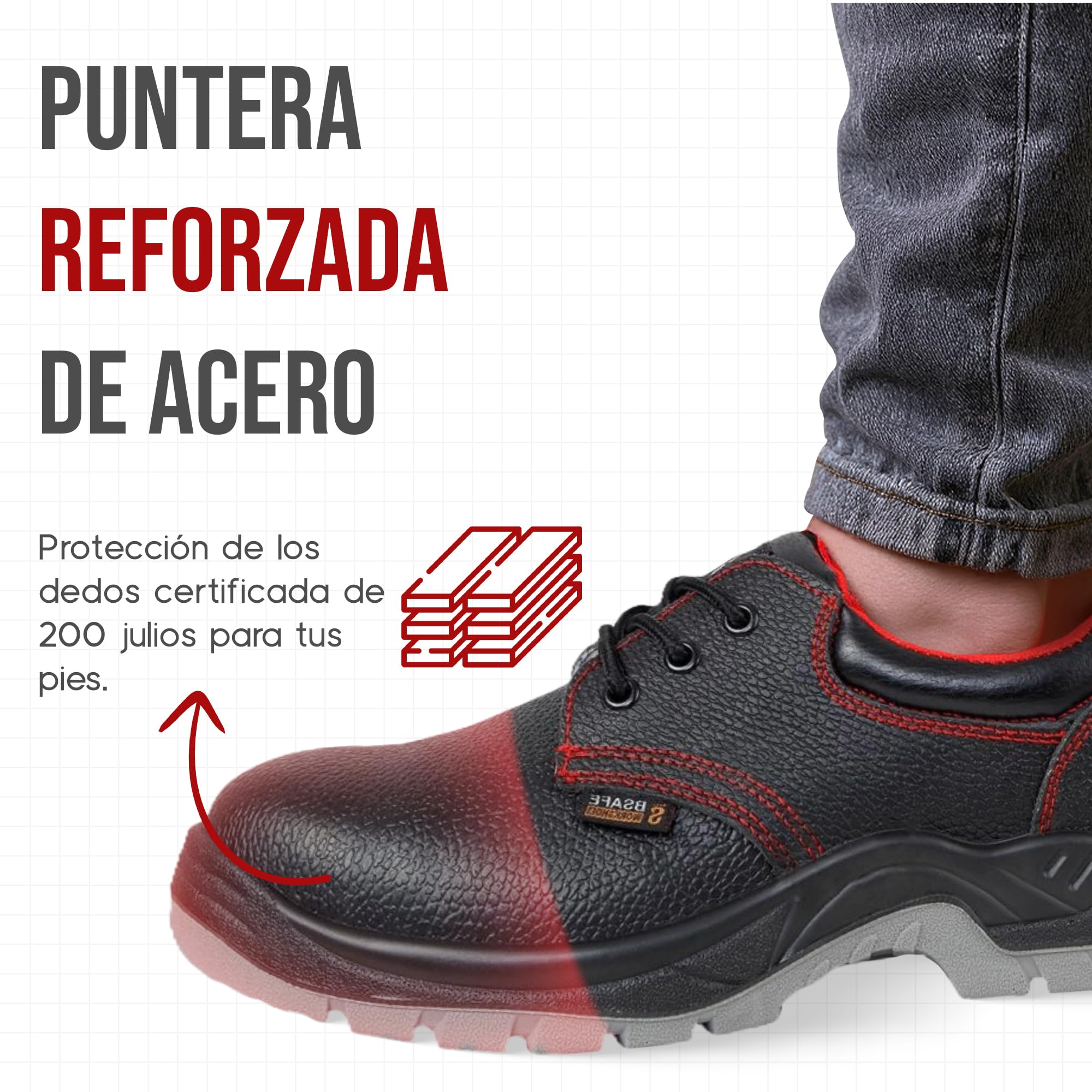 Mazalat Calzado de seguridad Hombre S1, Calzado de trabajo y seguridad Ligero, Piel de becerro, Negro, impermeable, Antideslizante, Calzado de seguridad Hombre Puntera de acero, Zapatilla de seguridad