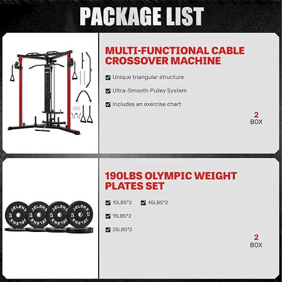 CC01 Cable Crossover Machine with High and Low Pulley System, Functional Trainer with Pull Up Bars and Optional Bundle, Cable Machine for Home Gym Power Workout