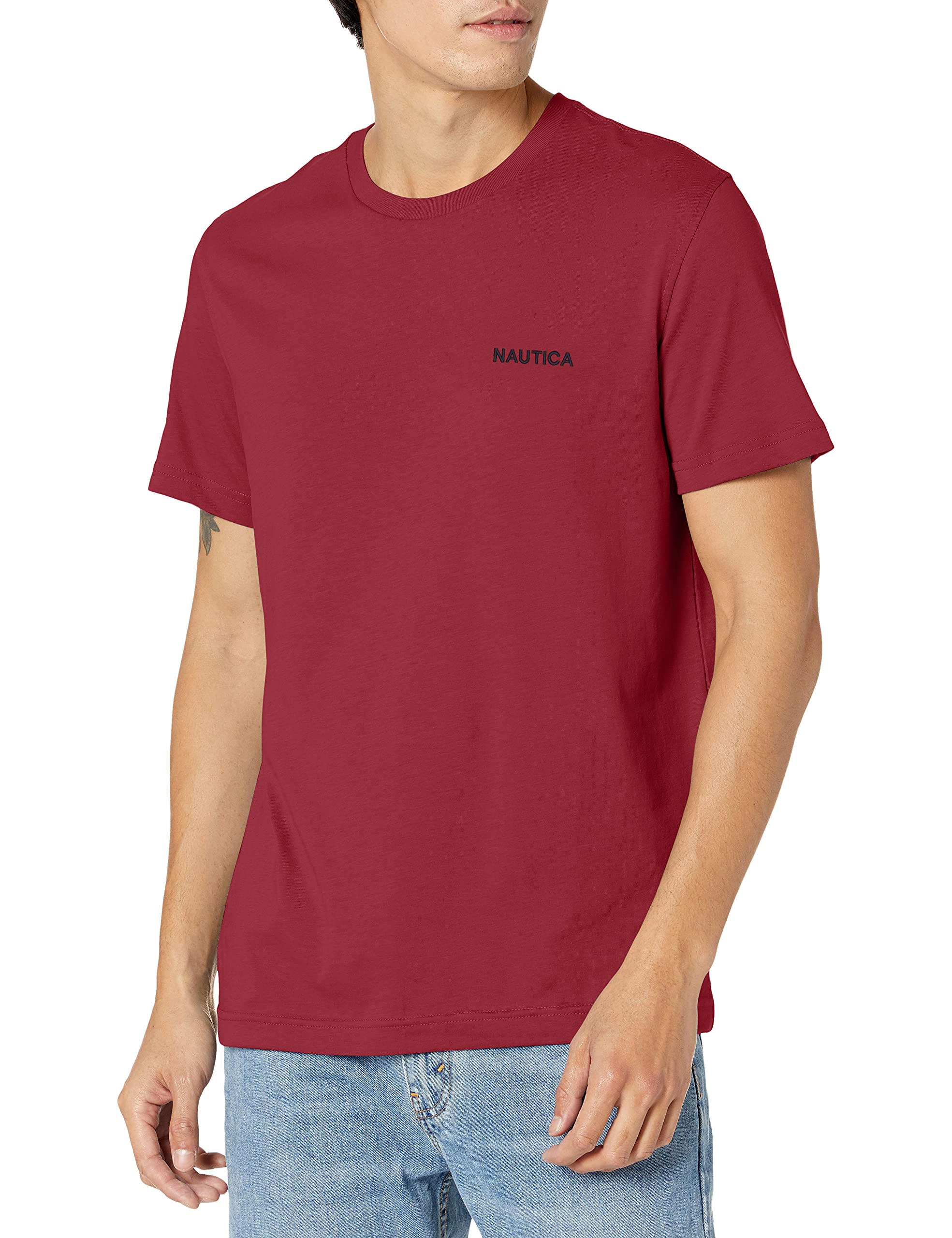 Nautica Herren Kurzärmeliges Rundhalsausschnitt T-Shirt, Barolo Solid, L